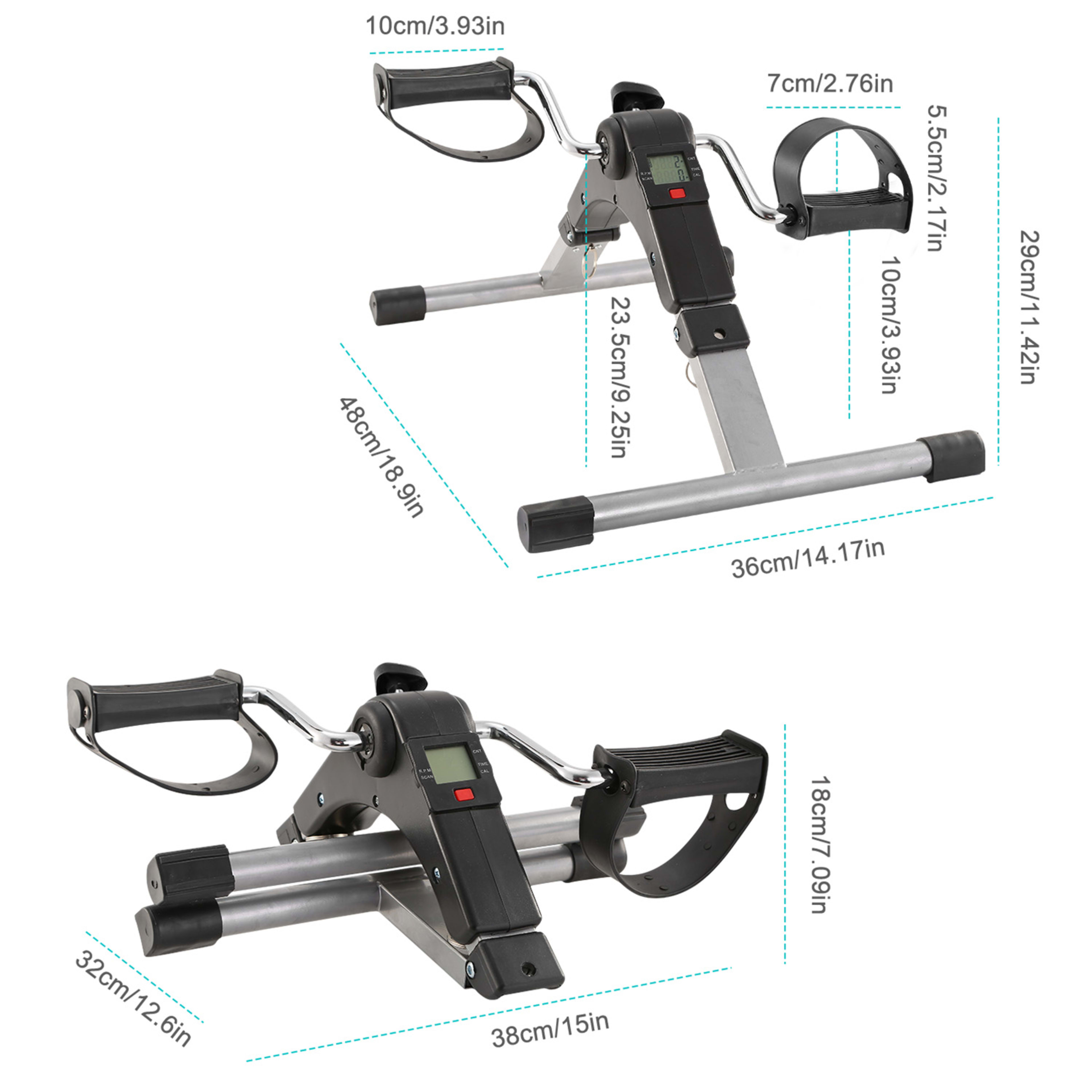 1Pc Foldable Exercise Bike Pedal Fitness Exerciser Cycle Bike  LCD Display Mini Pedal Exerciser For Leg Arm Physical The 8