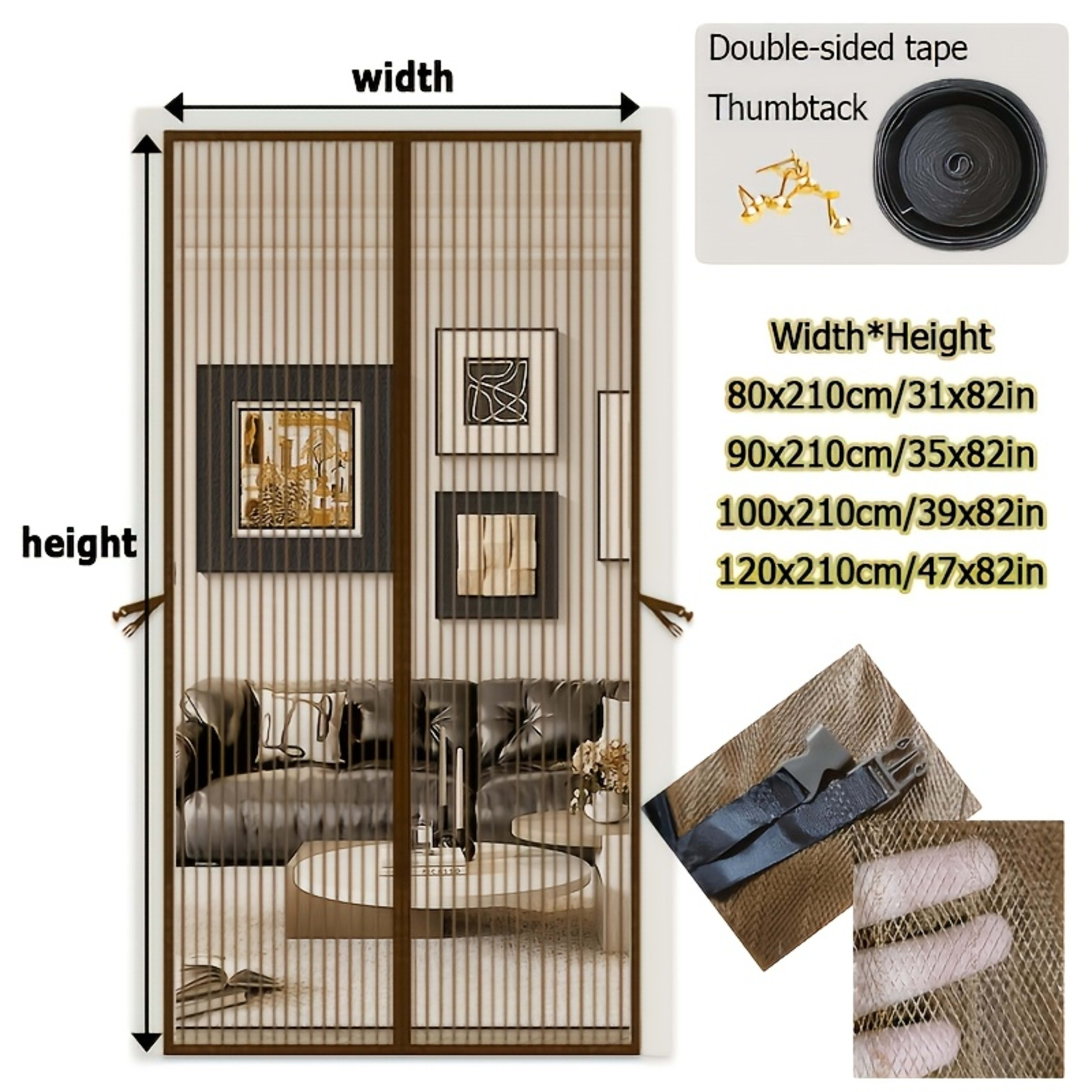 Magnetic Screen Door, Upgraded Polyester Fiber Mosquito And Fly Proof Mesh Curtain With Magnetic Closure Device, Suitabl