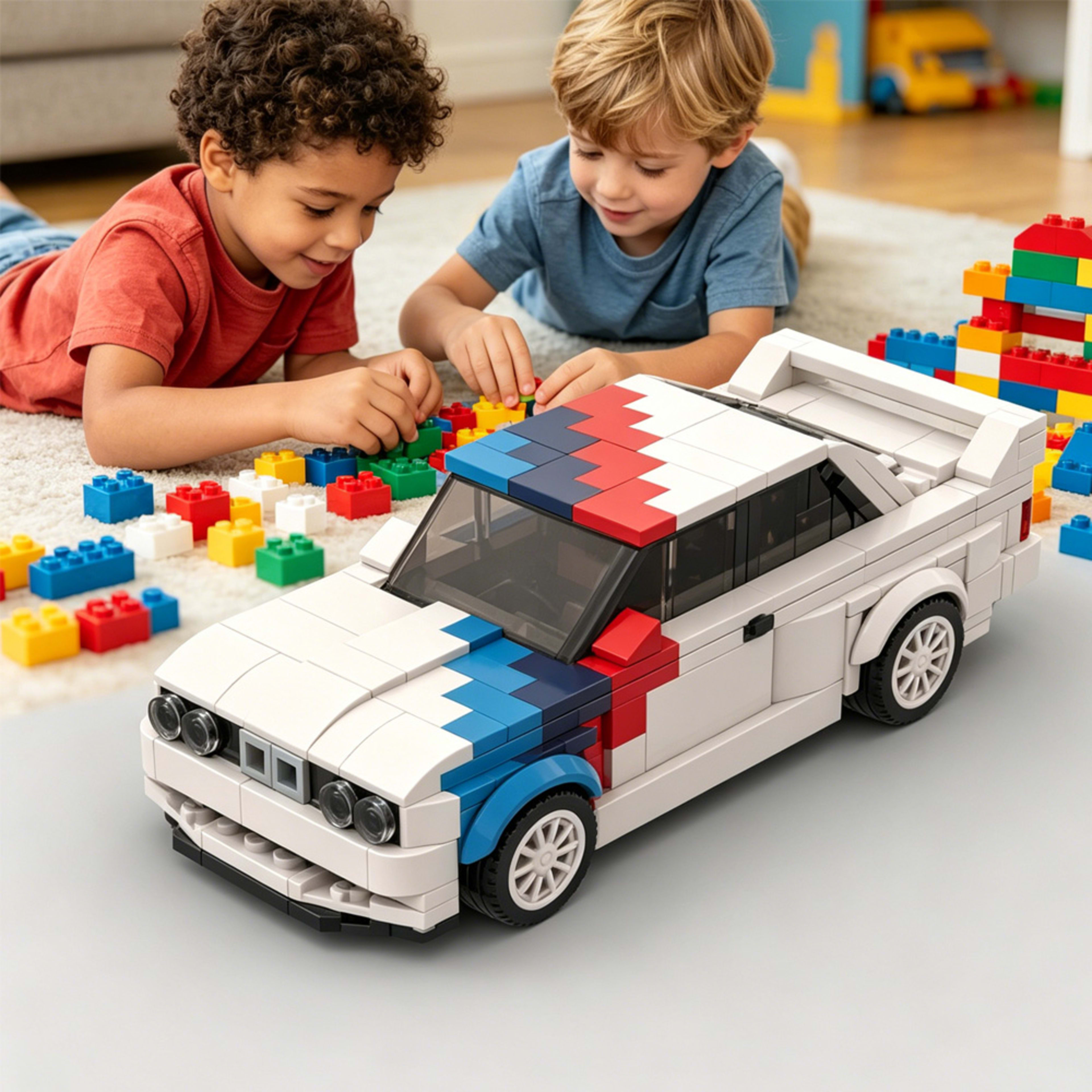 355PCS Race Car Building Blocks, White Sports Car With M Motorsport Colors, STEM Toy For Kids And Adults , Collectible C 2