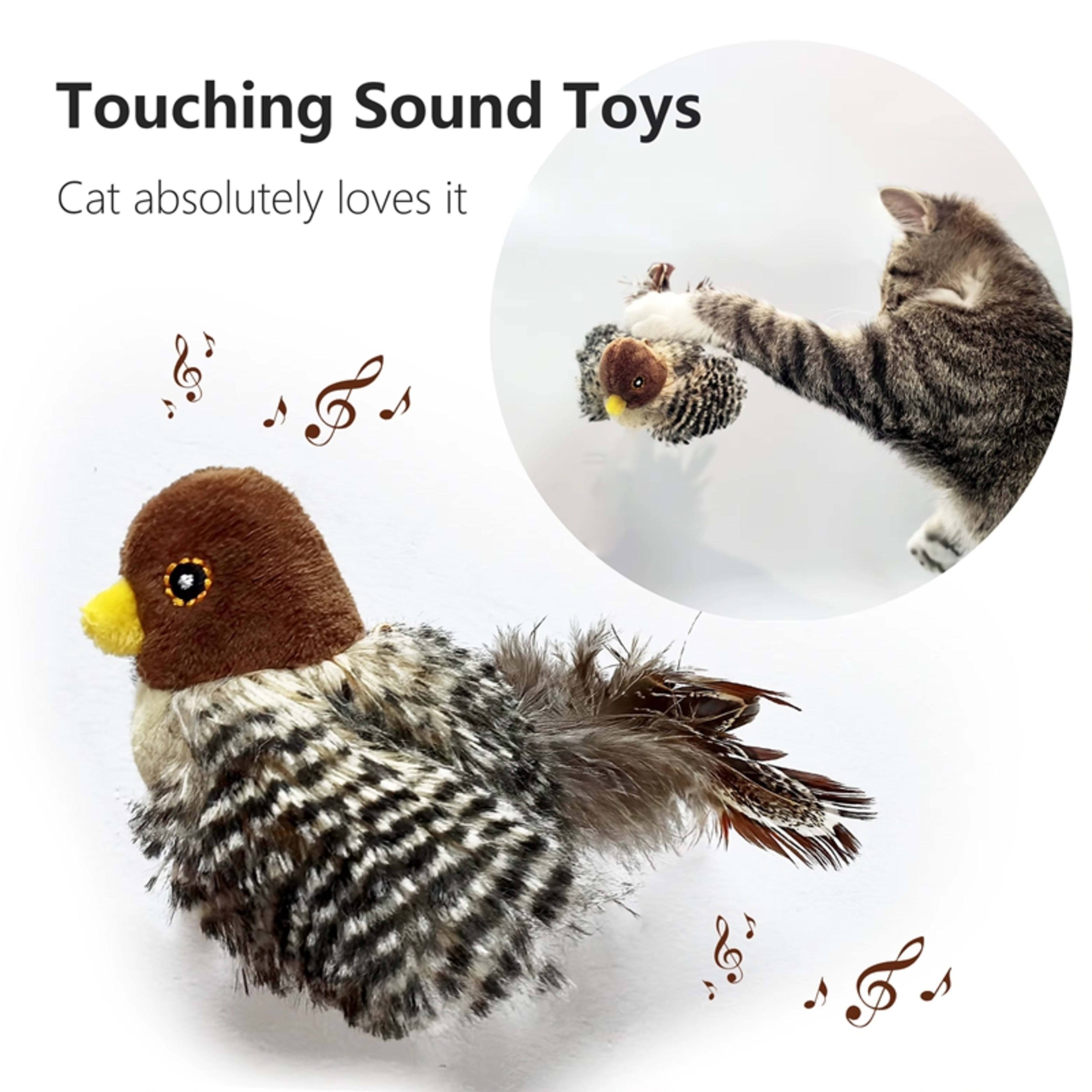 Interactive Cat Toys Electric Squeaky Simulation Bird Plush Cats Pets Teasing Toys With Feather Catnip Kitten Chirping B