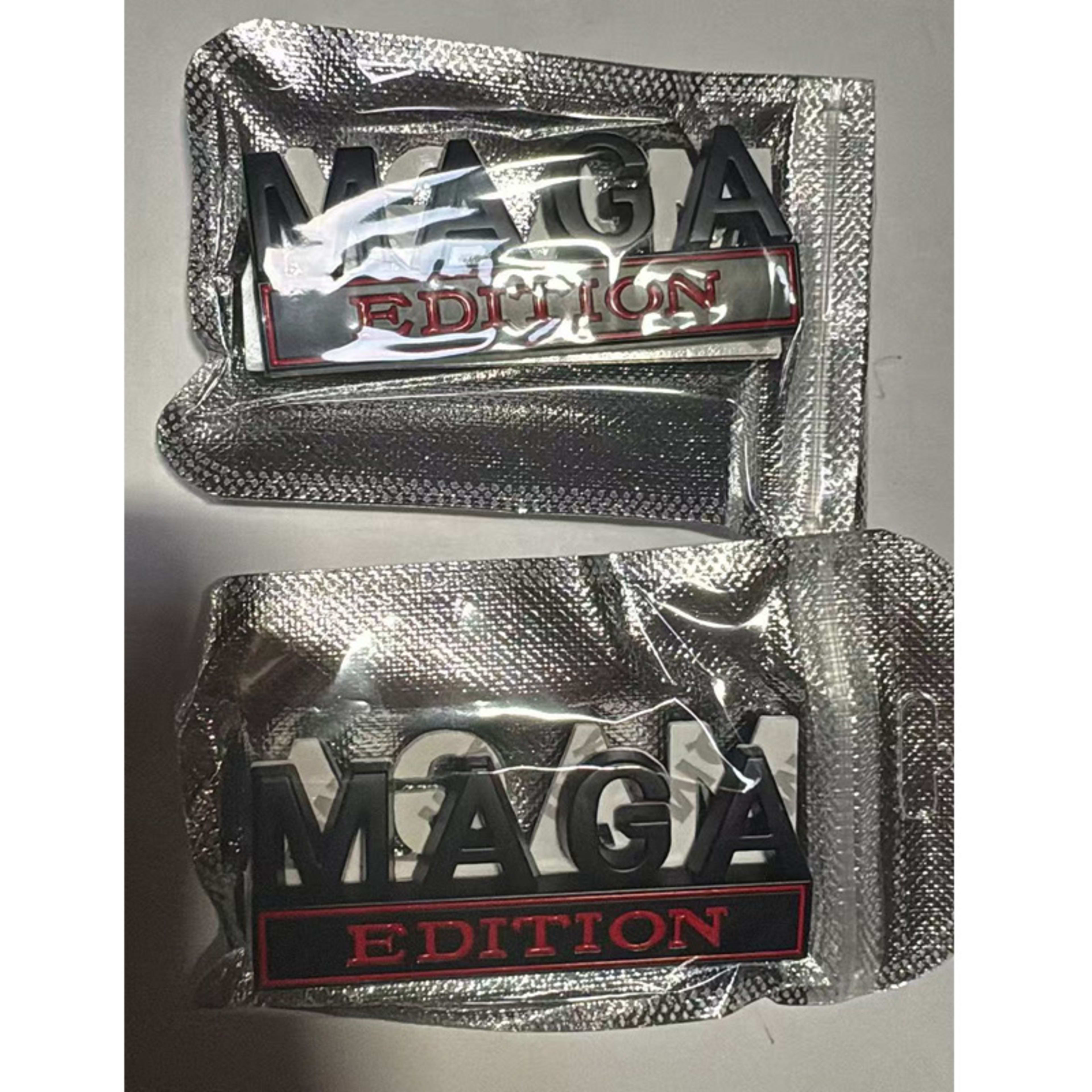 4pcs MAGA Edition Car  Metal Badge Sticker Truck Replacement, Suitable For General Motors SUV,Motorcycle, Bicycle Chrome 9