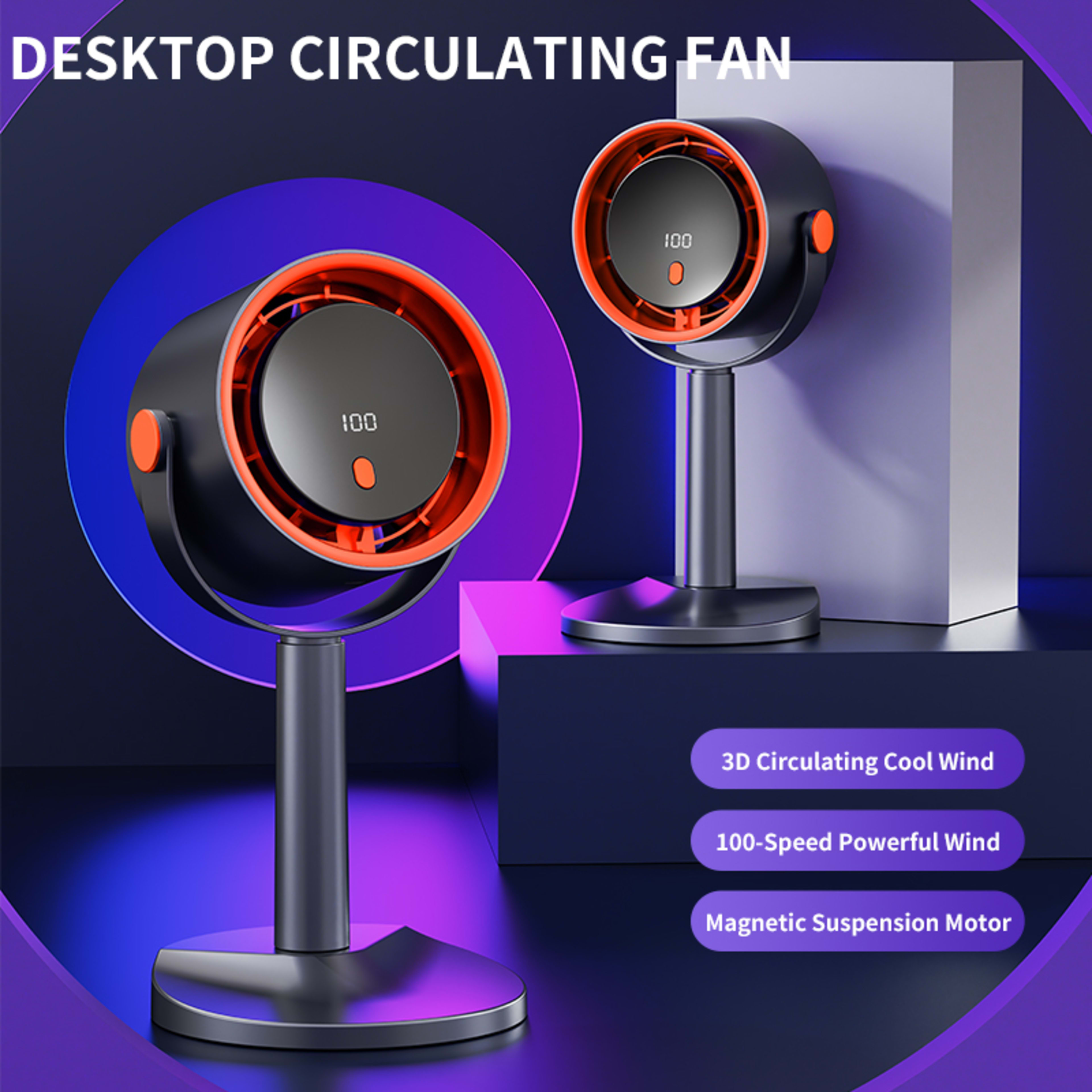 Forest Style Desktop Fan, USB Rechargeable Quiet Portable Fan With Activated Carbon Air Purification, 3-in-1 Stand Clip  17