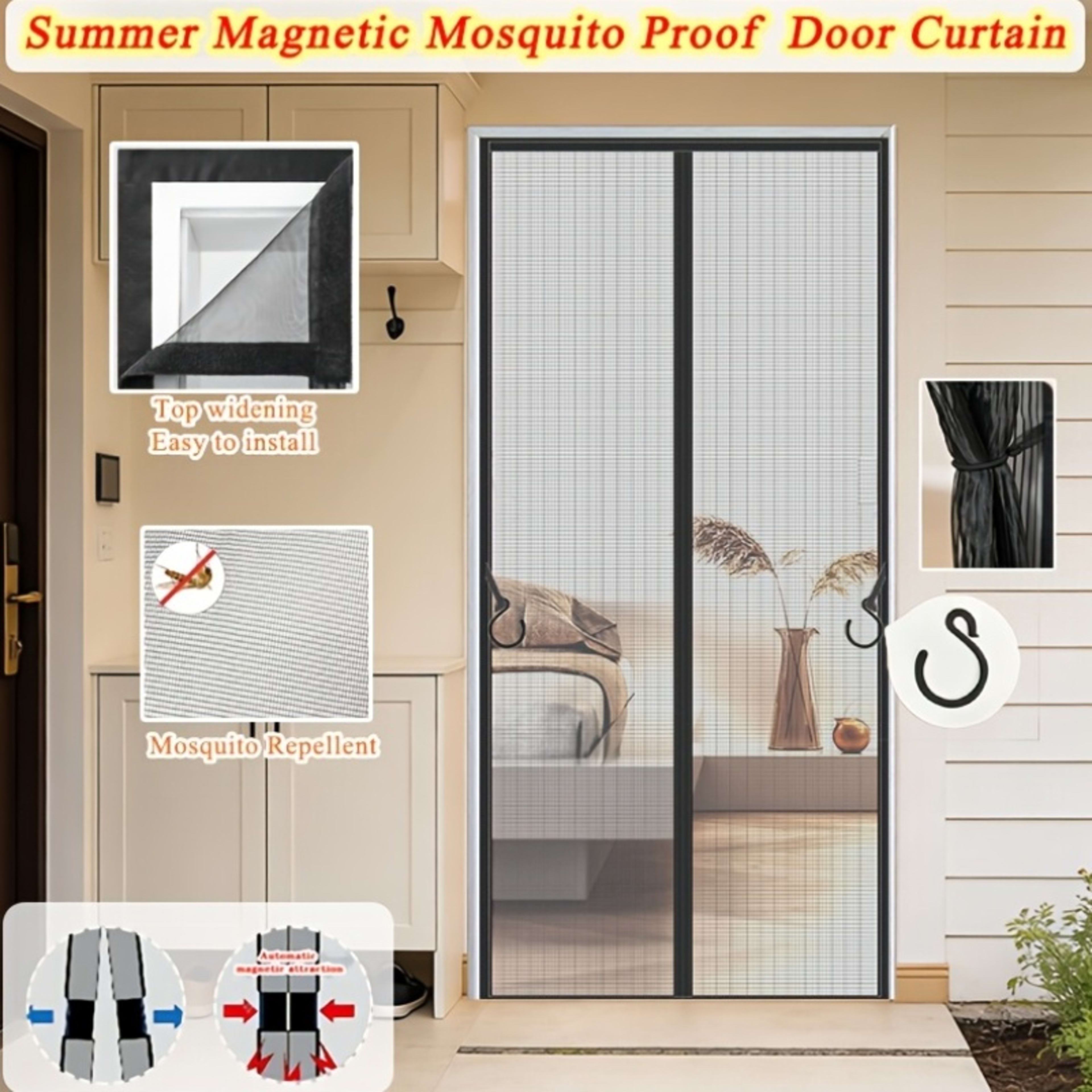 The Magnetic Screen Door Comes With Strong Adhesive Velcro, Easy To Install Without Tools. The Fine Mesh Keeps Out Mosqu 1