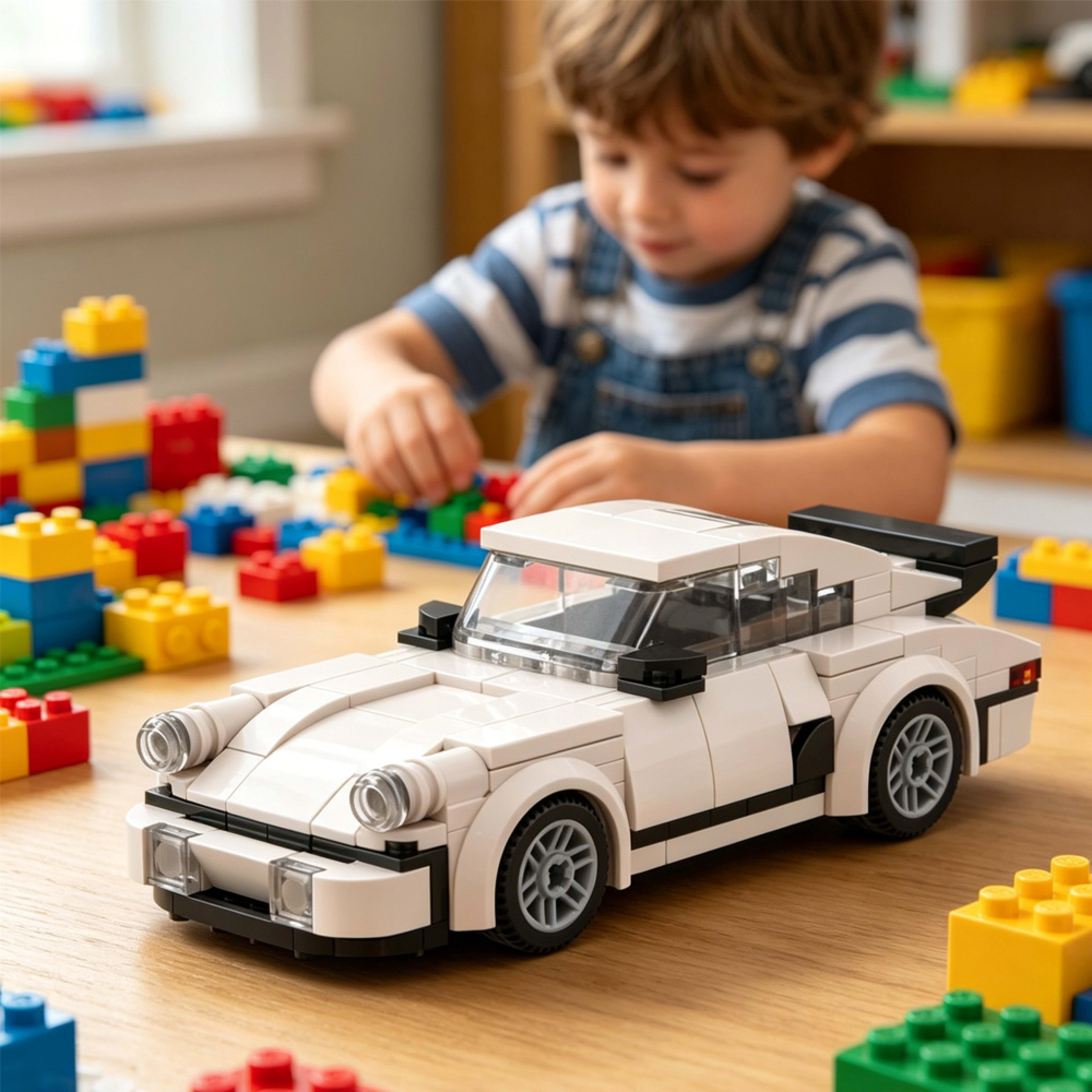 196PCS Retro Style Sports Car Building Blocks, White Classic Race Car Toy For Kids And Adults Gift 8