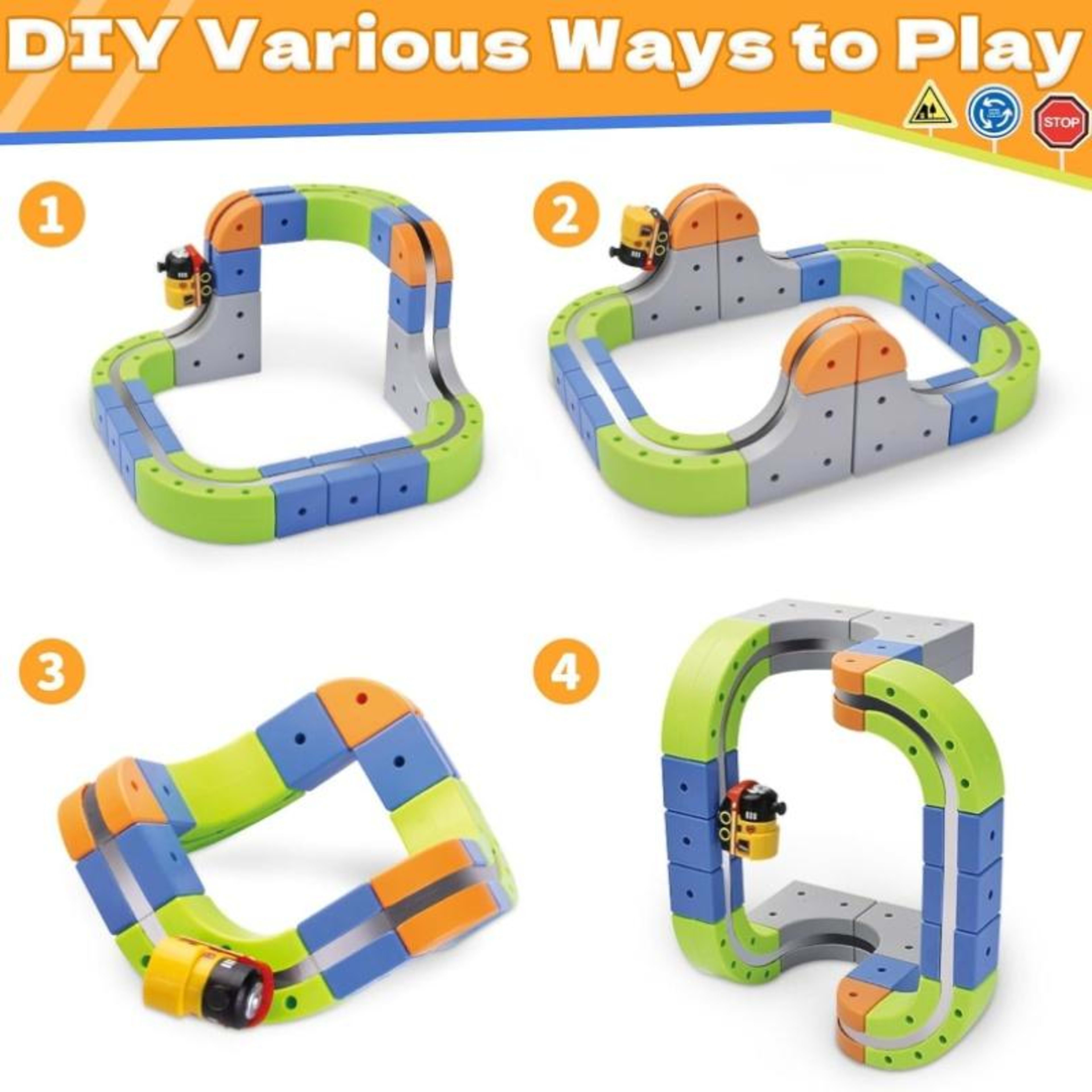 101-Piece Electric Train Track Toy Set Rechargeable Electric Train & DIY Assembly Track Kit  Creative Building Block Rac 8