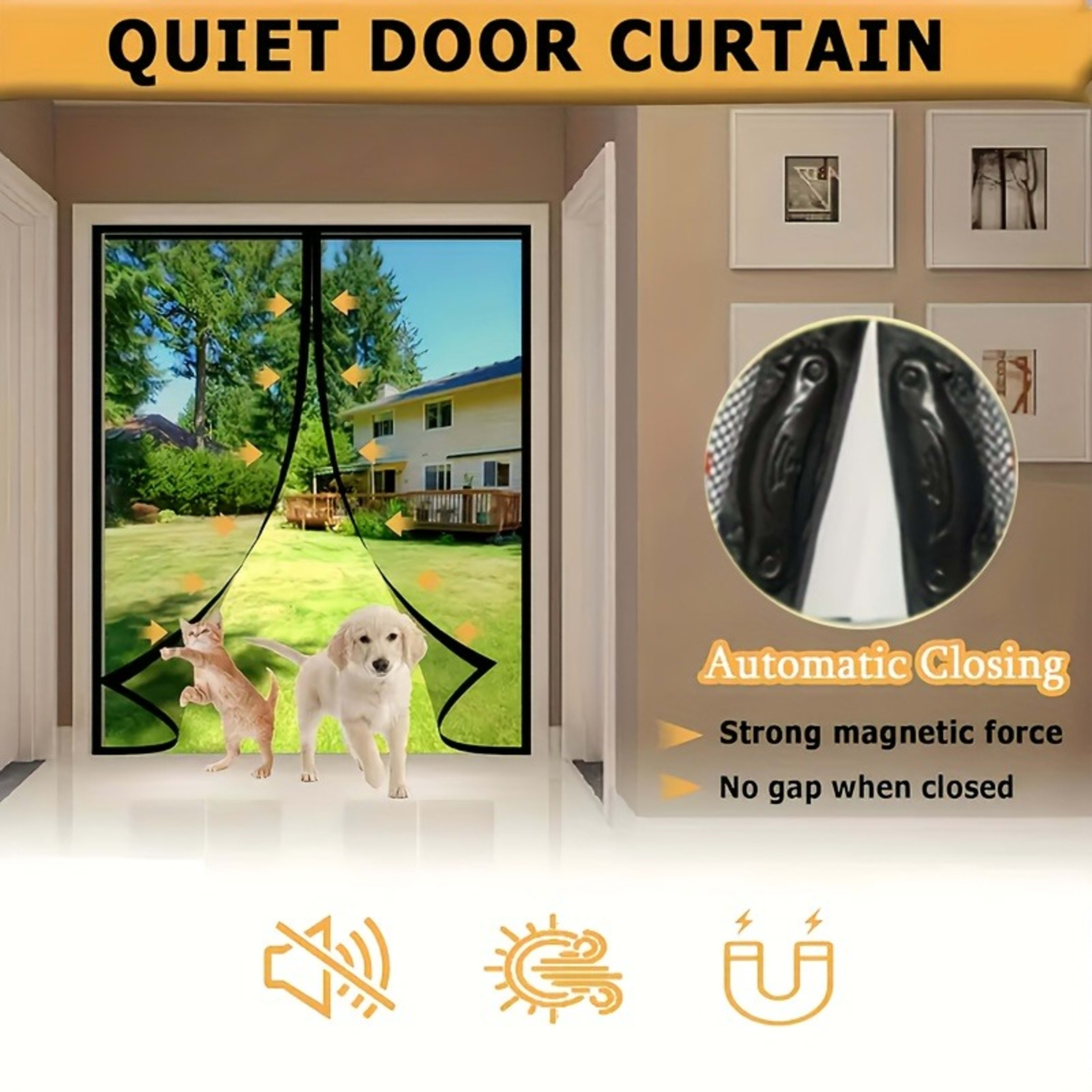 Automatic Self Closing Magnetic Screen Door  Heavy Duty Magnetic Closure, No Drilling Required, Suitable For Indoor Outd 4