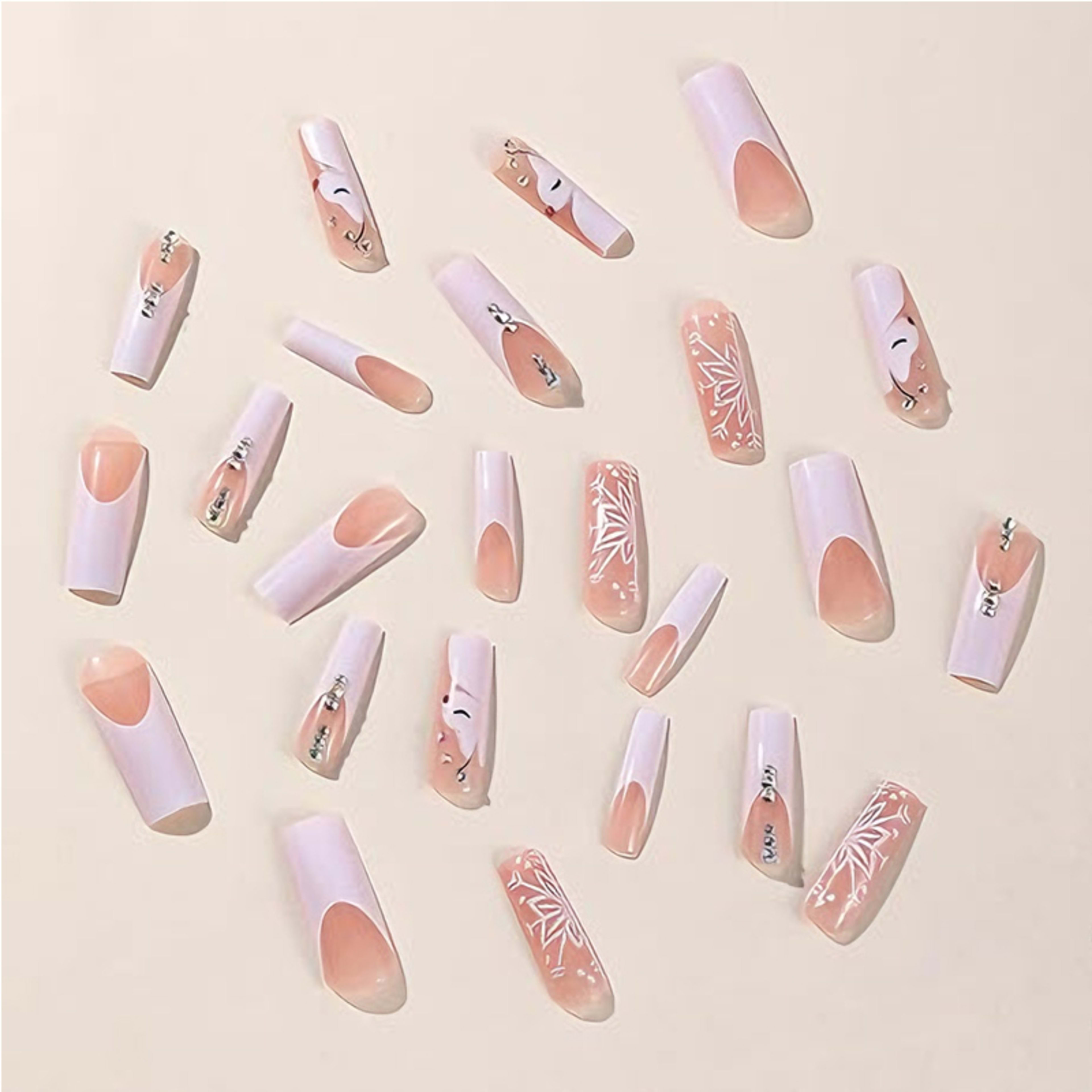 24 PCS Diamond Deer Snowflake Nail Art 8