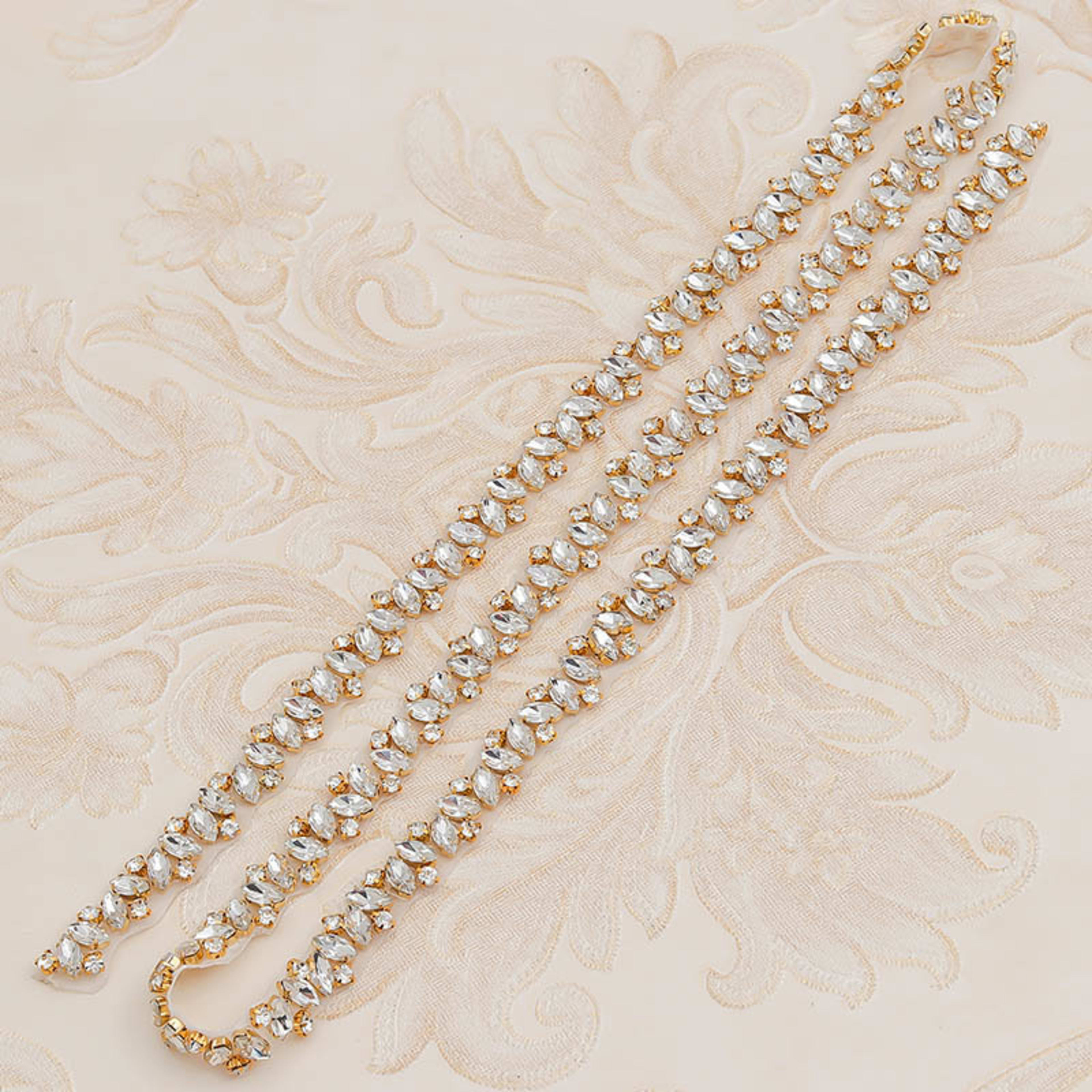 Rhinestone Applique Wedding Dress Waist Jewelry 6