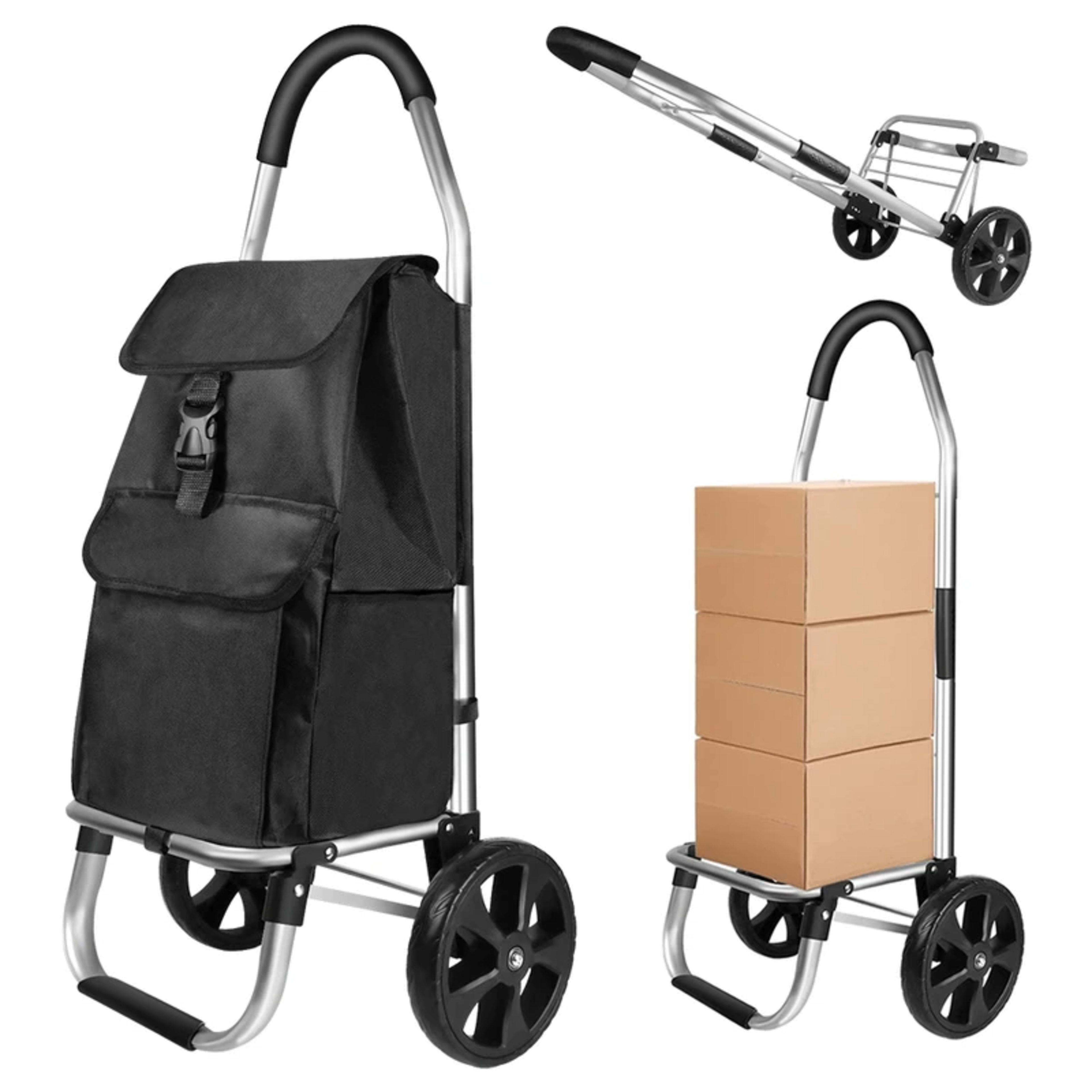40L Lightweight 2 Wheels Shopping Trolley, Collapsible Push Pull Carts For Easy Storage, For Seniors Or Heavy Loads 3