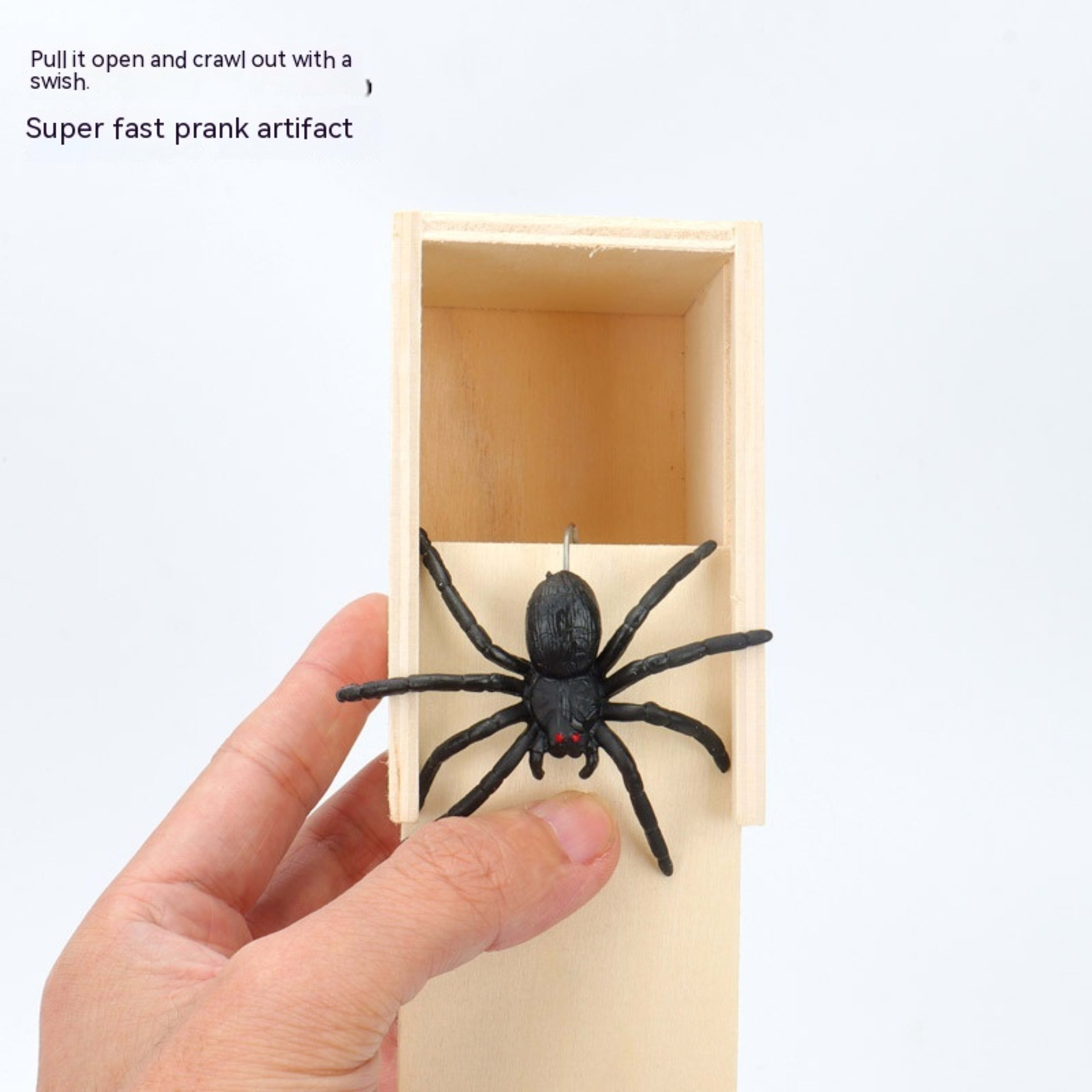 Simulation Spider Scared Wooden Box Spoof Spider Creative Tricky 7