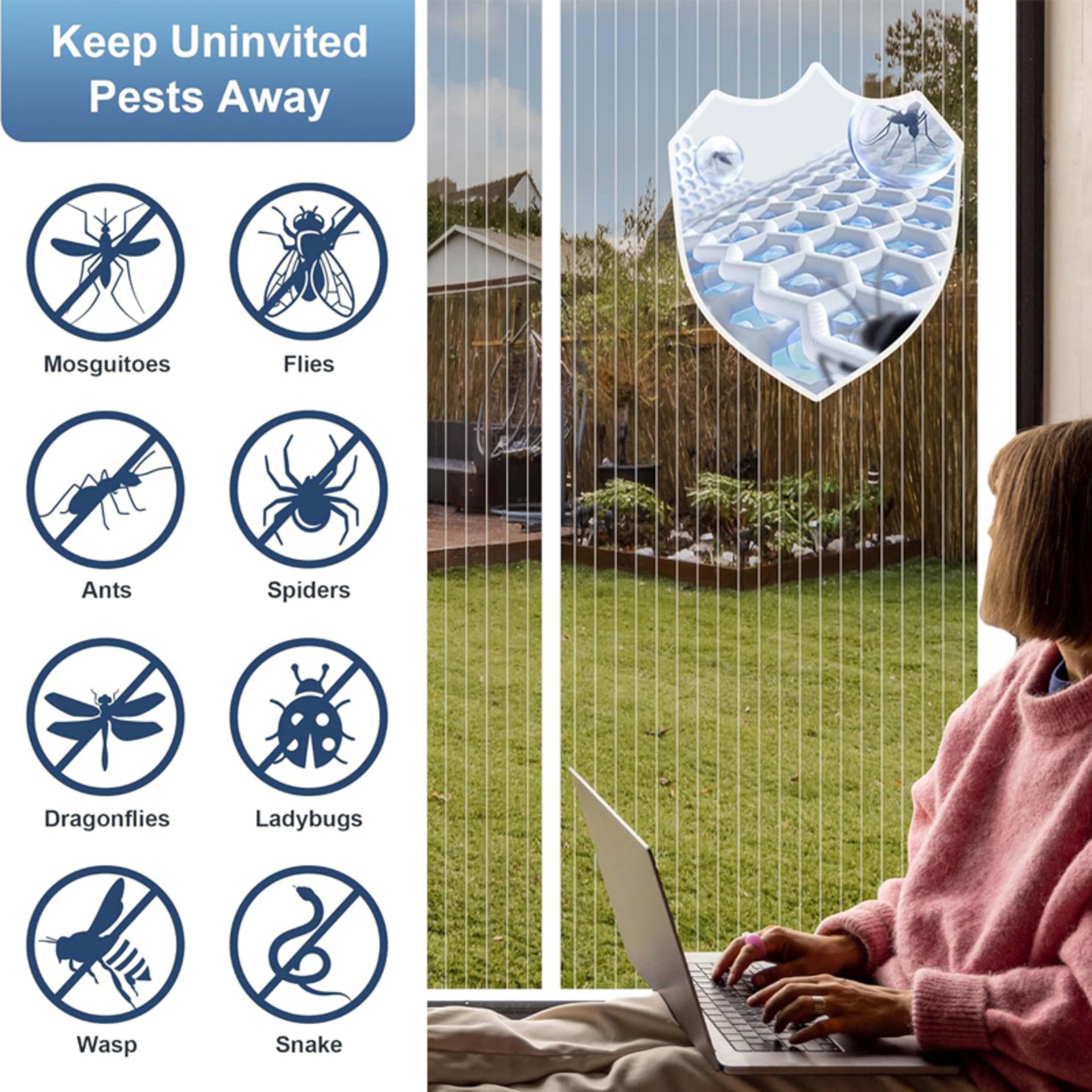 White Magnetic Door Screen Window Mosquito Net Glass Fiber Gauze Can Be Customized In Size, Mesh And Insect Proof, Sturd 5