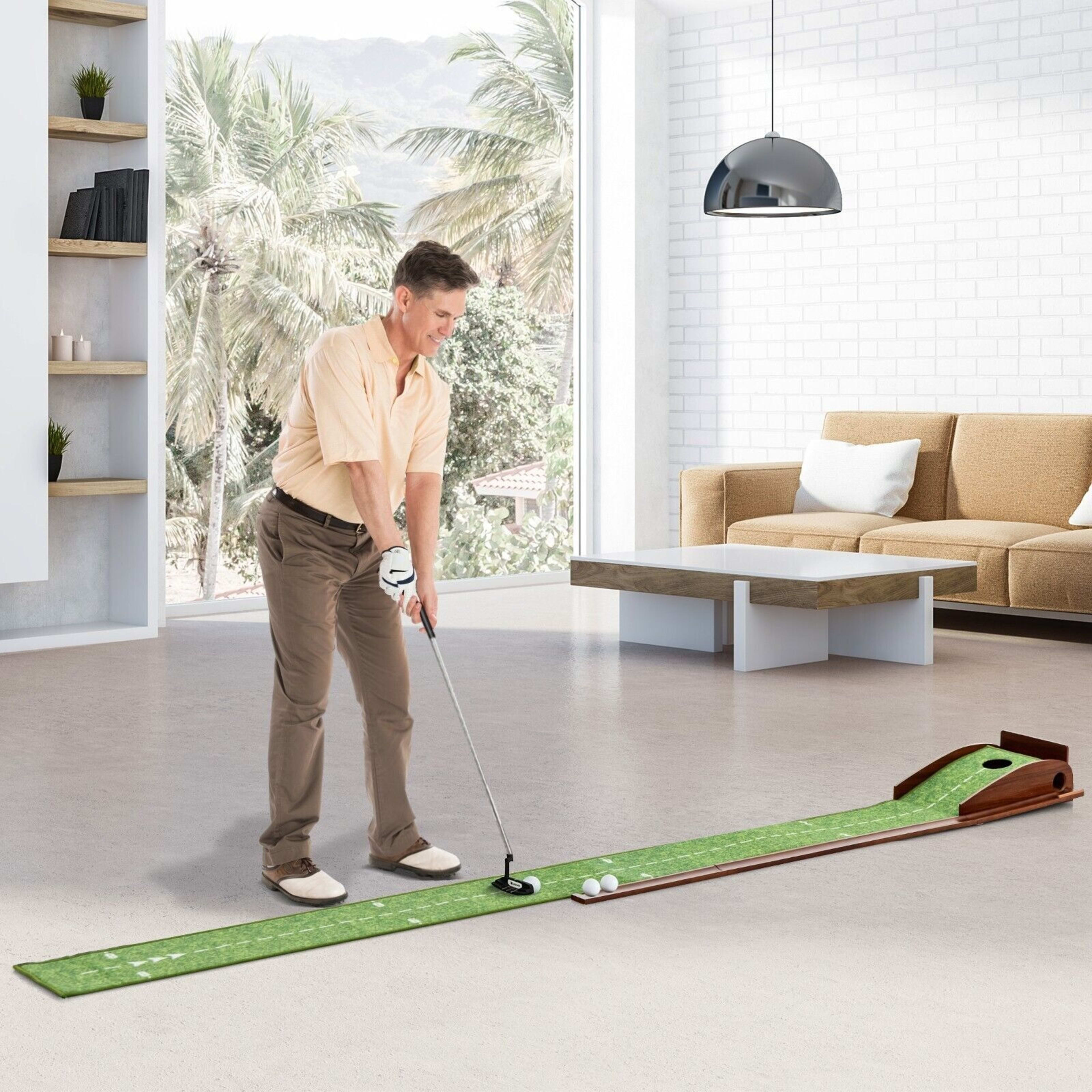 Golf Putting Mat Putting Green Practice Training Aid Auto Ball Return One Hole 10