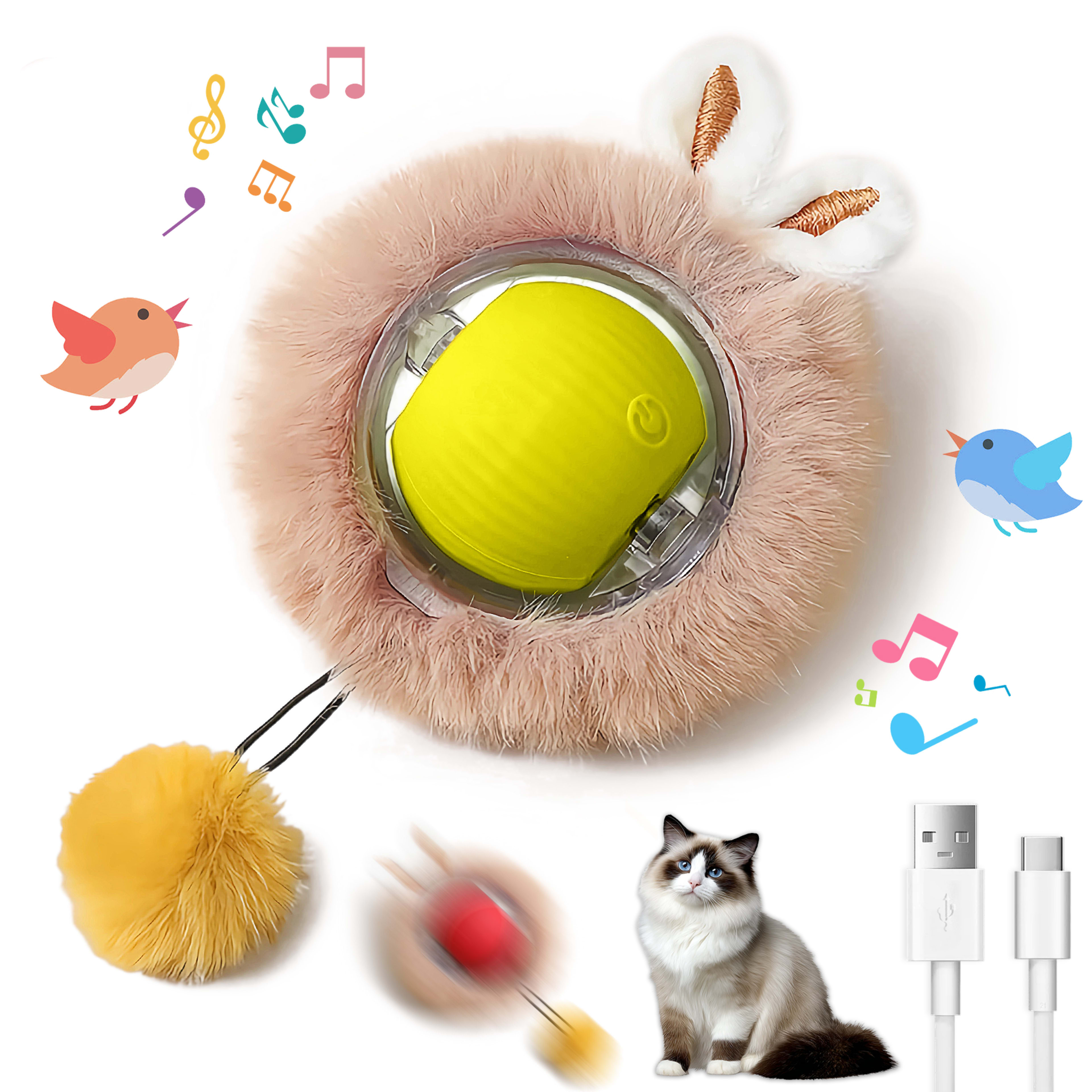 Interactive Toys Ball For Cats, Dog,Agile Moving Cat Ball ,Motion Activated Automatic Moving Ball With Lights,with Fluff 7