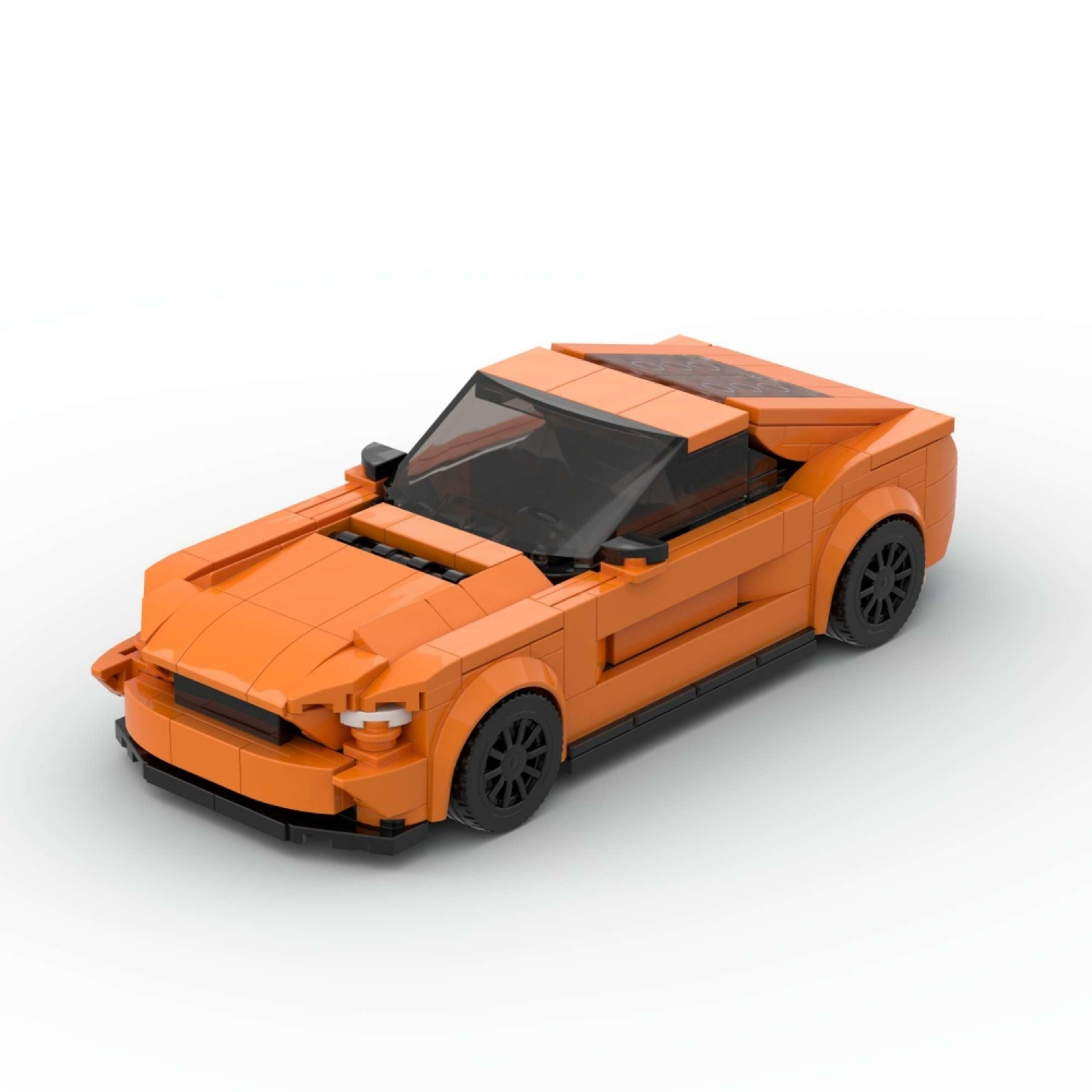 348PCS Sports Race Orange Muscle Car Building Blocks, Mustang Inspired Sports Coupe Toy Kit For Kids And Adult,Collectib 3