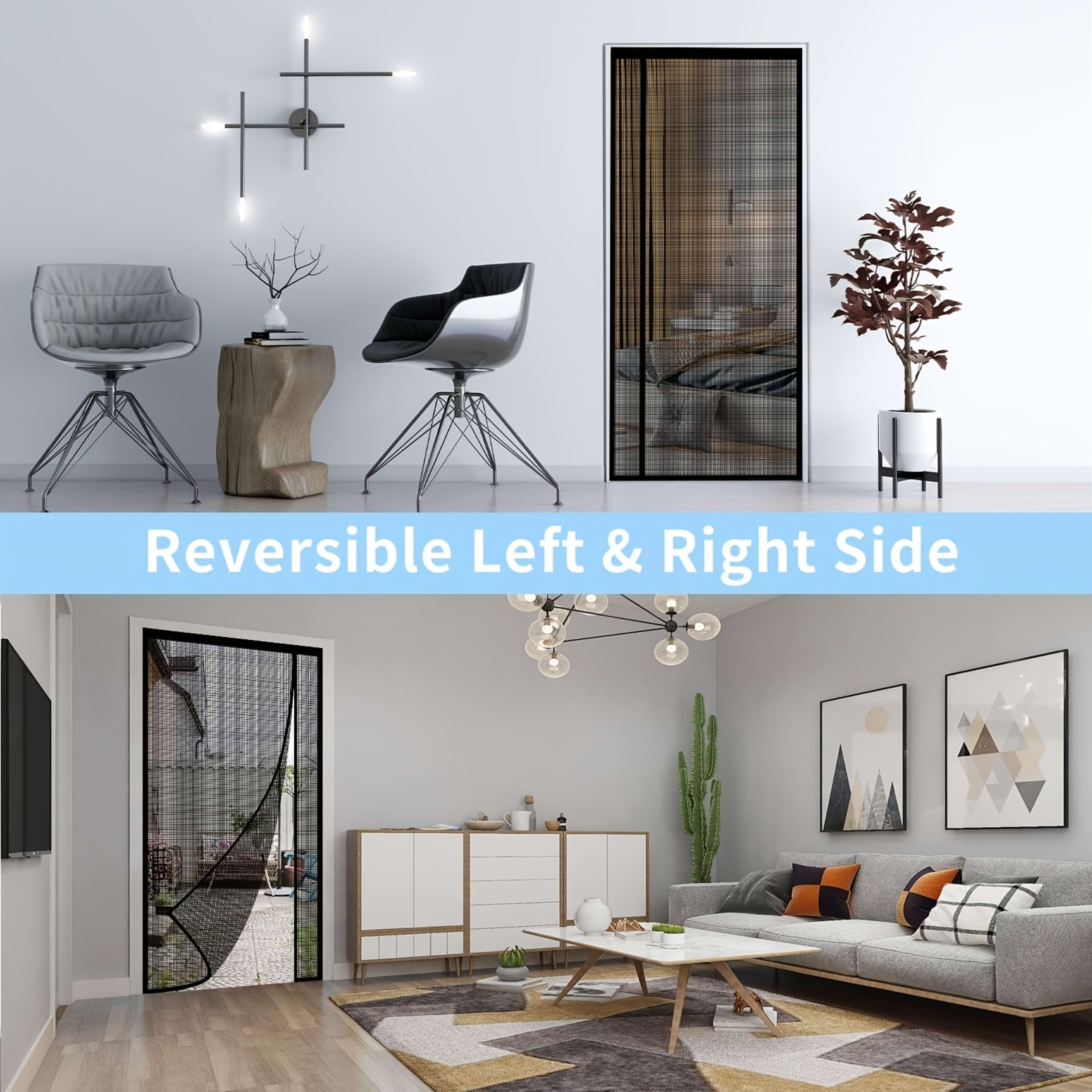1pc Side-opening Magnetic Screen Door, Reversible Left And Right Design, With Hooks, Easy To Install, Prevents Insects F 7