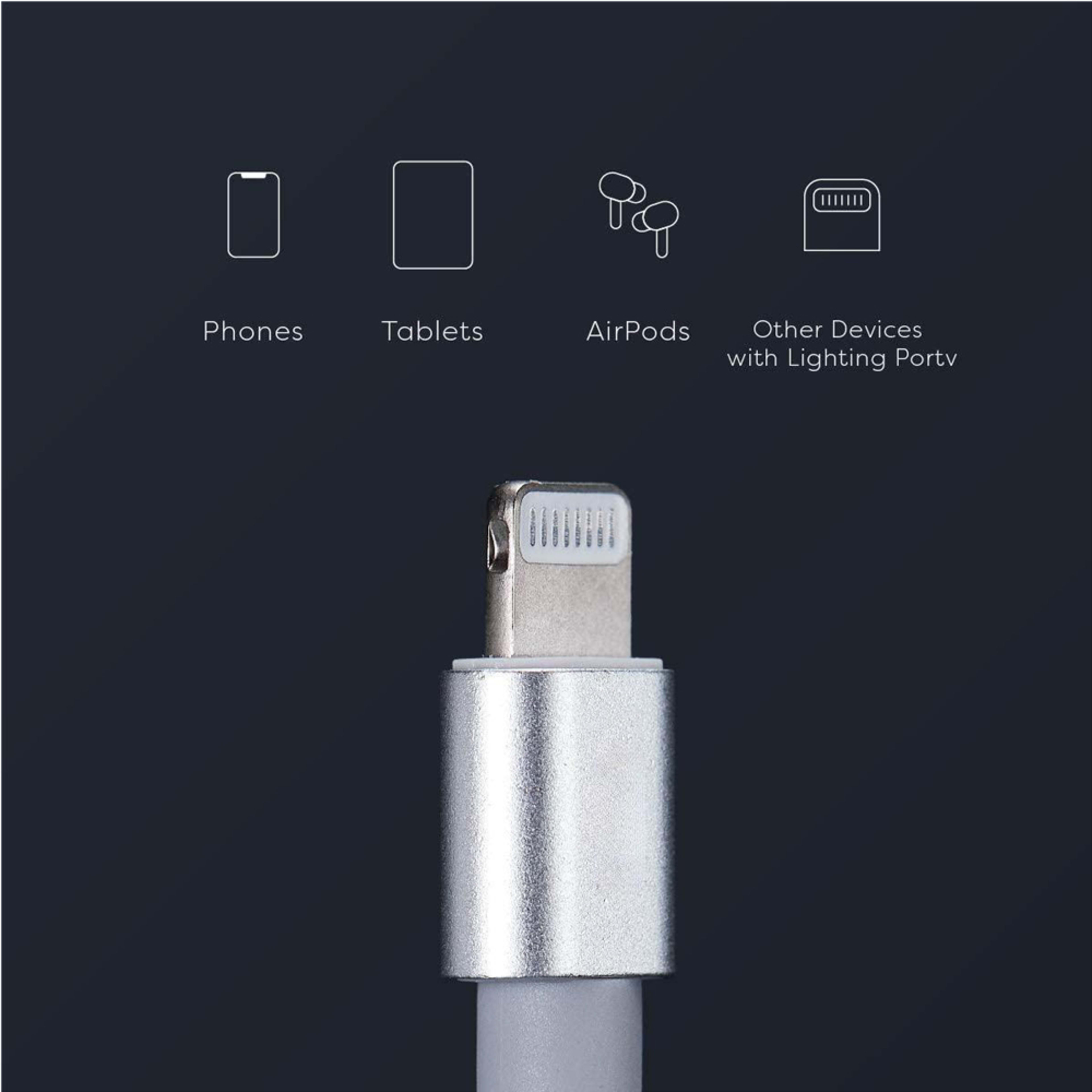 150cm 180cm USB Charging Cable A Pple MFi Certified, Nylon Braided Jacket,silver Premium Series 1