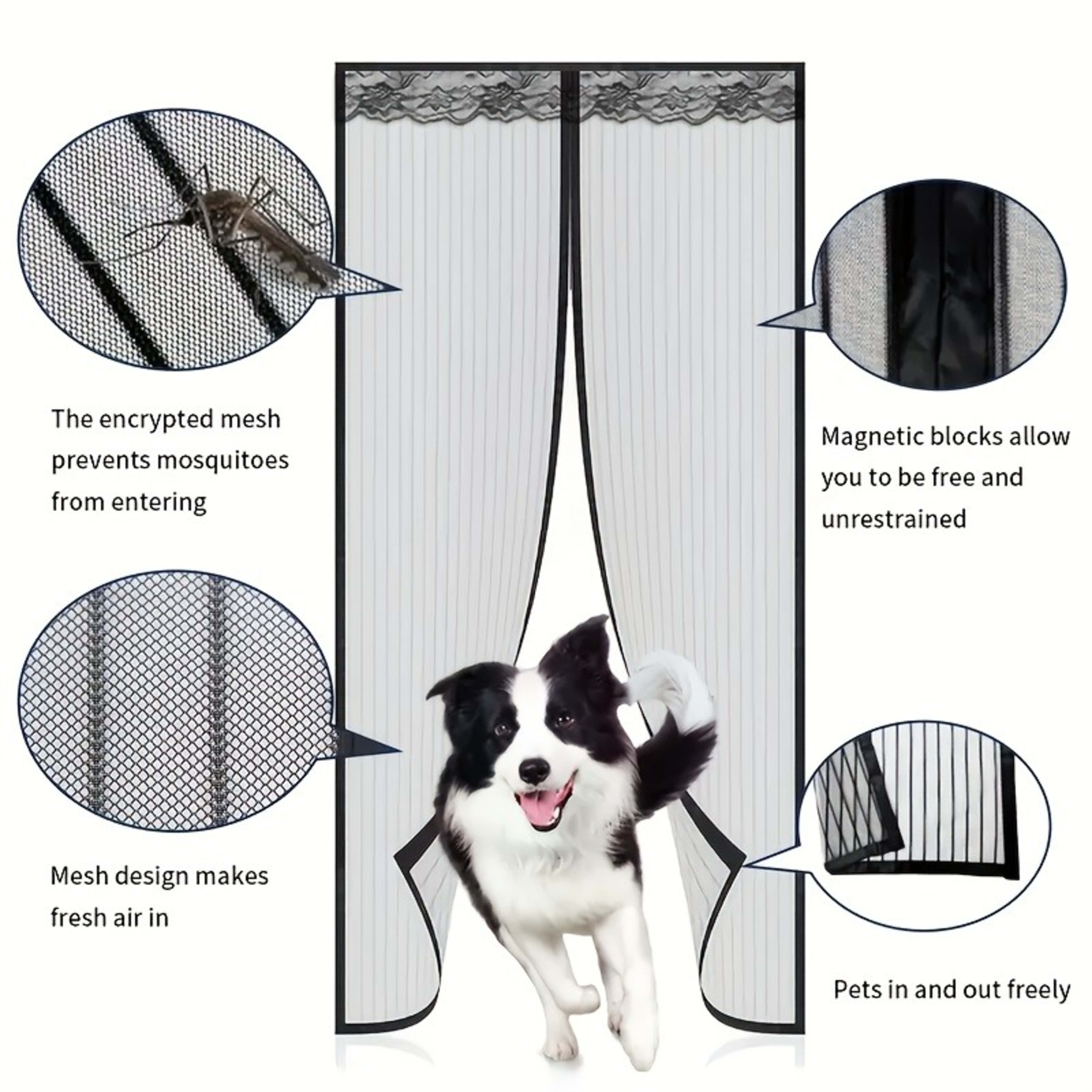1 Easy-to-install Magnetic Screen Door - Pet-friendly, No-drill Mesh Curtain With Auto-close Feature, Durable And Weathe 3