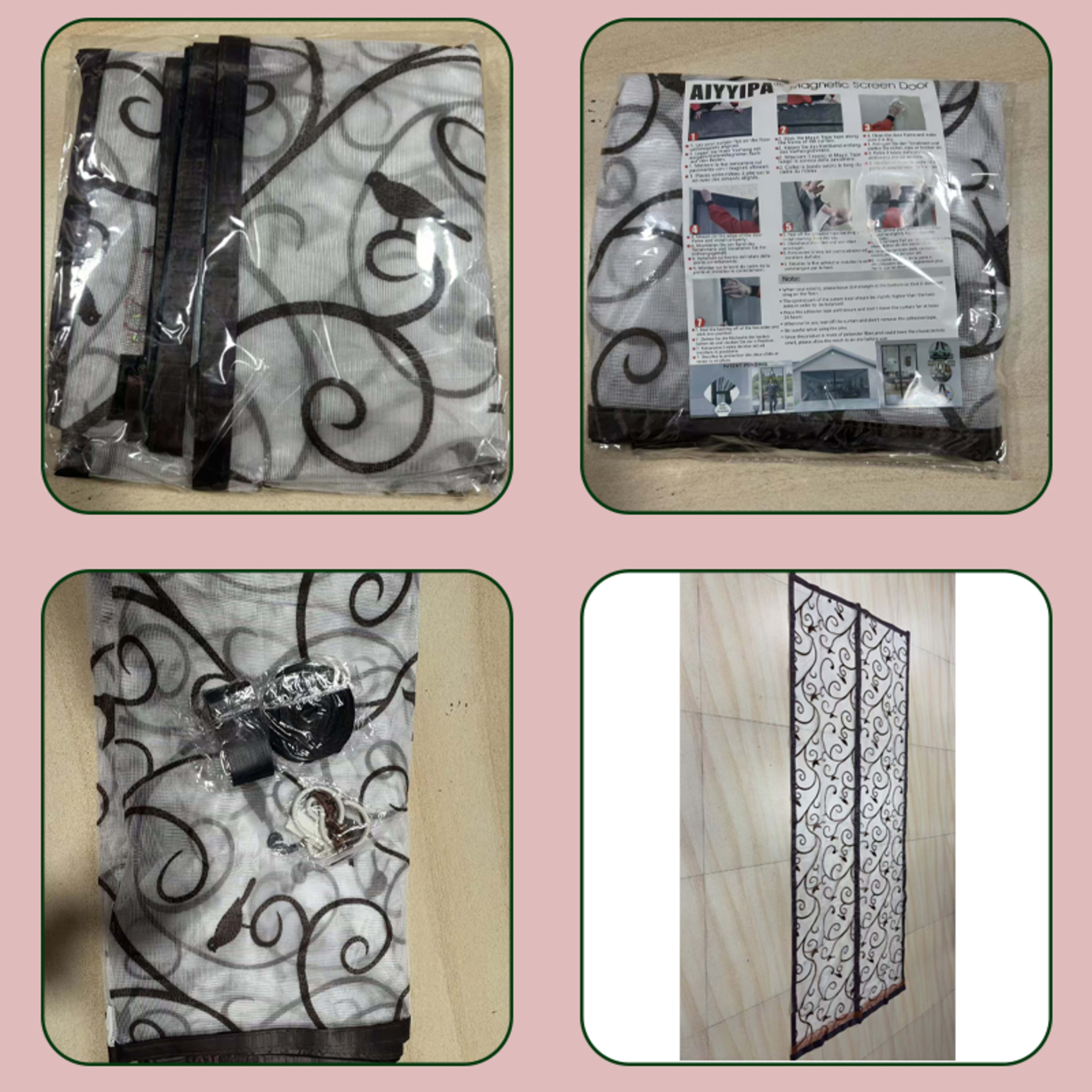 1PC Magnetic Screen Door - Made With Flocked Polyester Fibre 3D Patterned Design, Pet-friendly, Self-closing Mesh Door C 6