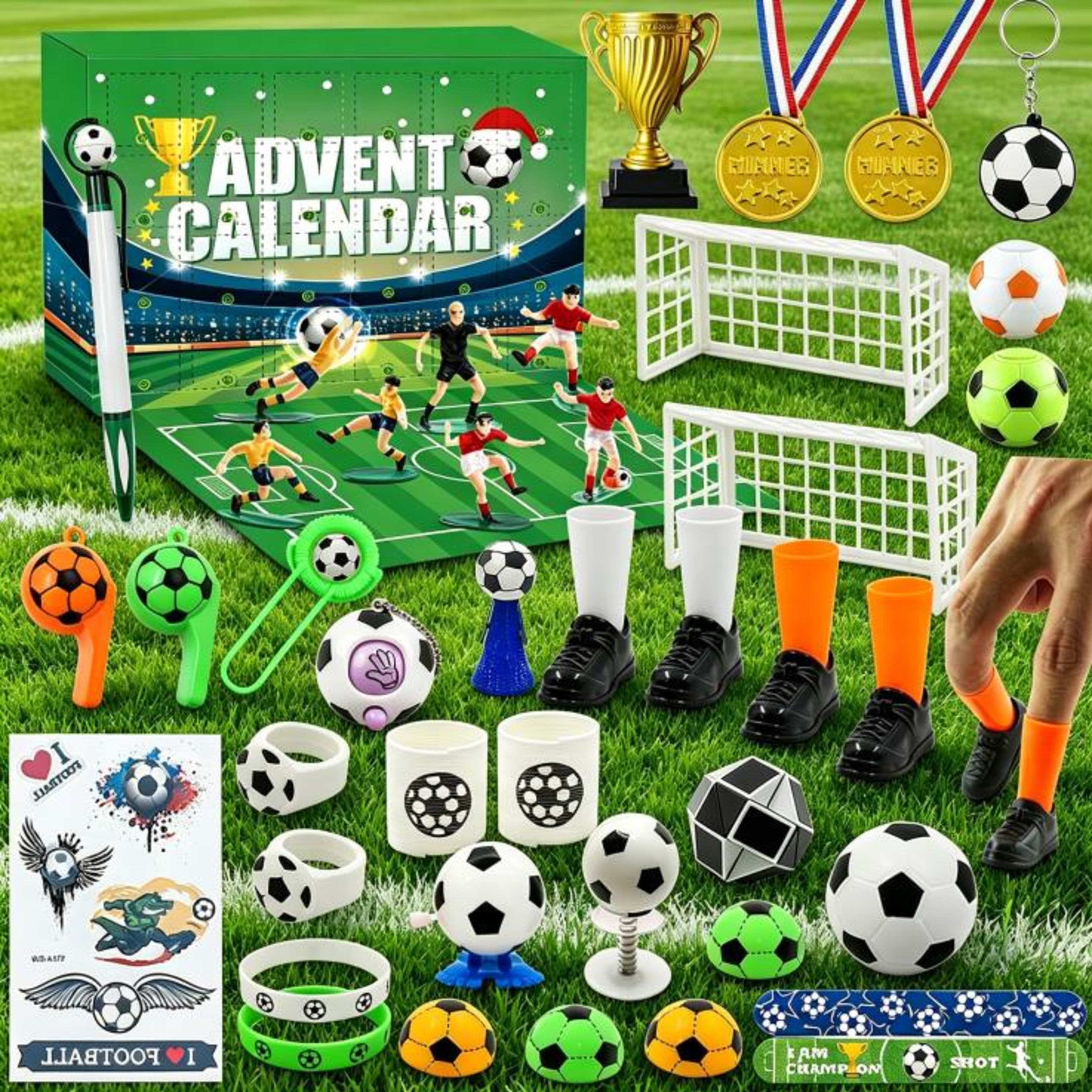 Football World Cup Advent Calendar 2026, 24 Days Countdown Blind Box With Mini Soccer Toys, Players, Trophies, Medals &  6