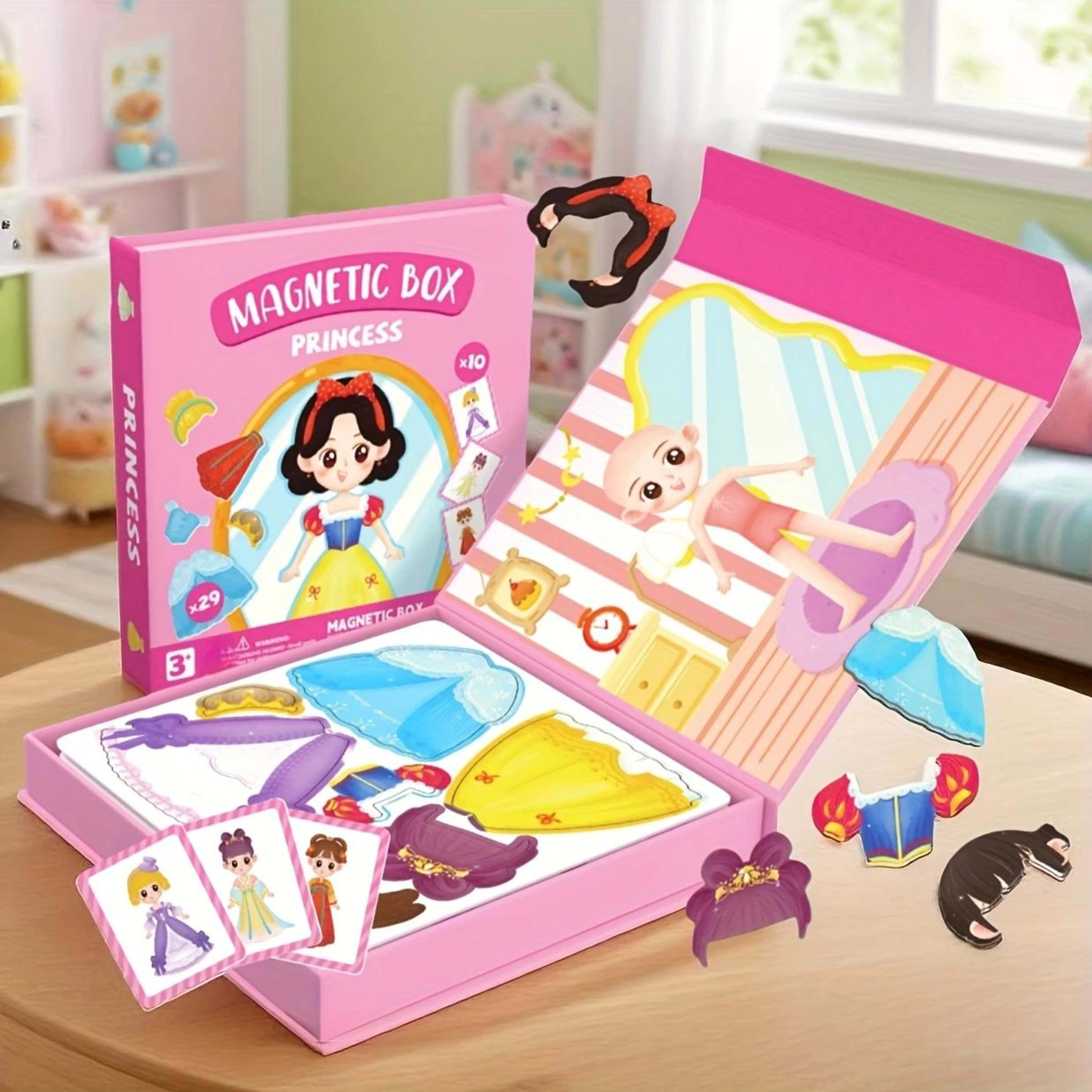 Princess Dress-Up Puzzle Toy Portable Magnetic Case With 10 Cards And 29 Puzzle Pieces Educational Dress-Up Toy For Chil 5