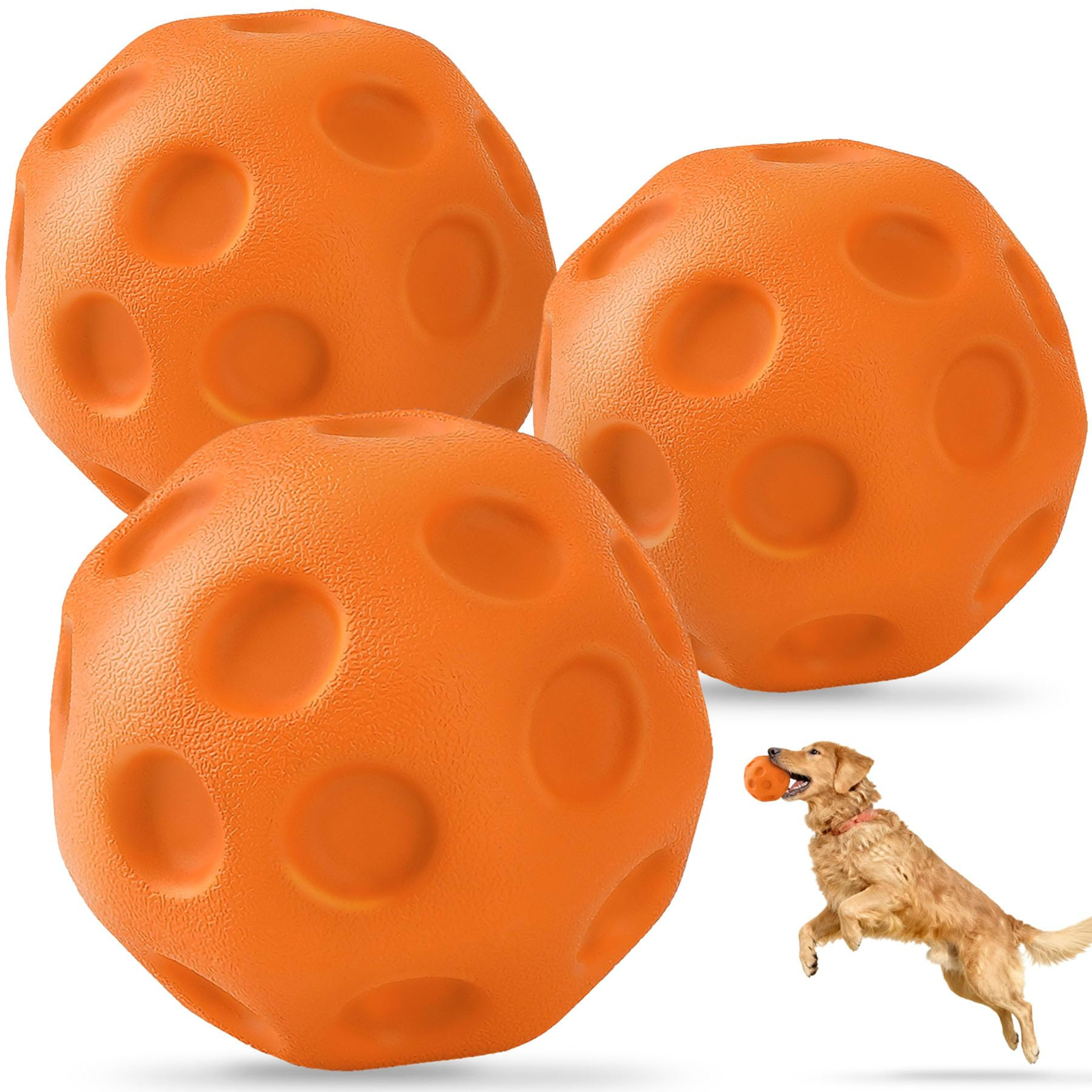 3 Pack Dog Balls For Medium & Large Dogs - High Bounce & Floating Fetch Balls, Interactive Outdoor Toys With Easy-Pickup 3