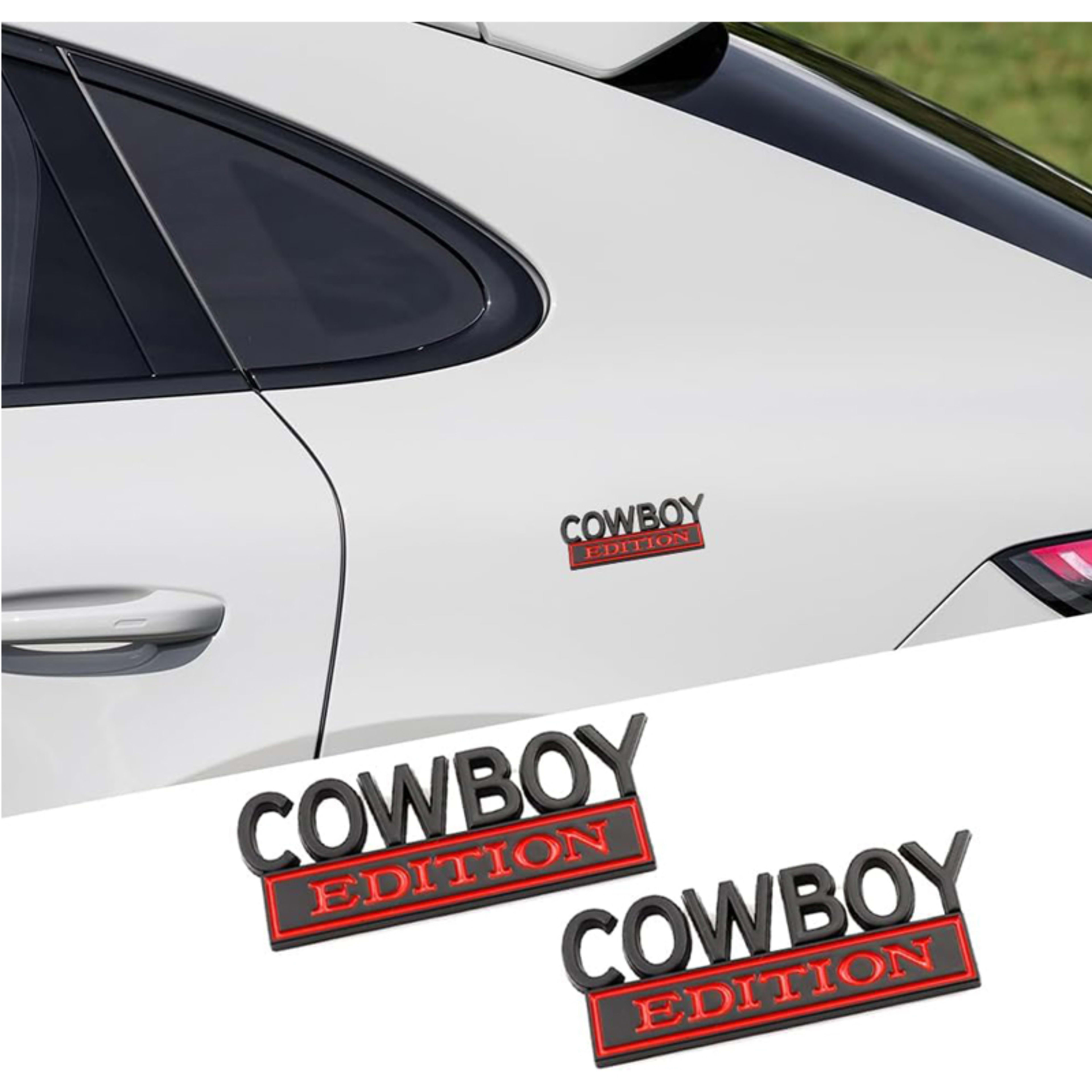 2pack Cowboy Edition Emblems, Seabee Emblem 3D Badge Decal Car Truck SUV,Refrigerator Sticker,Window Display Stickers,Bi