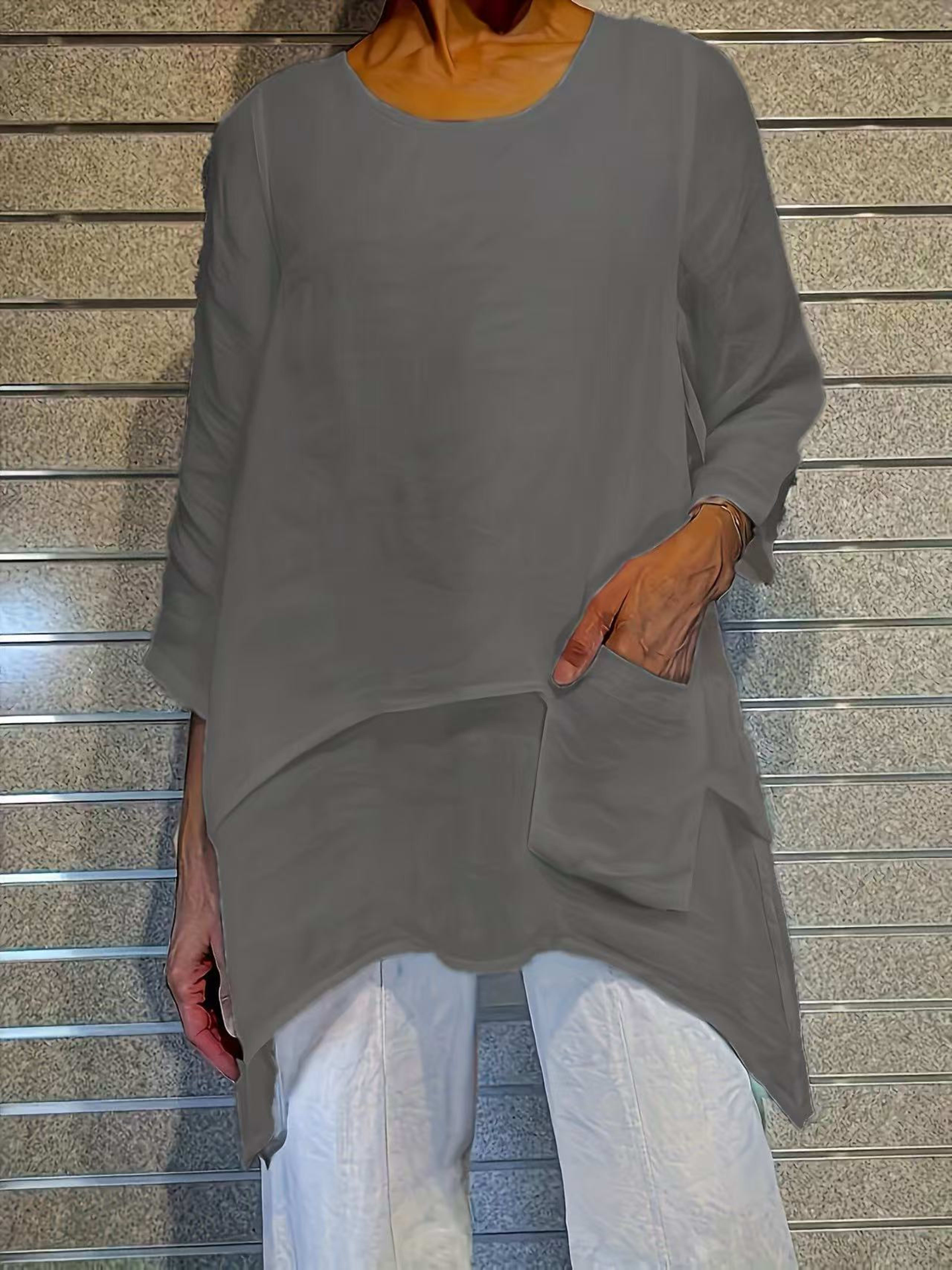 Plus-Size Loose Long-Sleeve Blouse 4