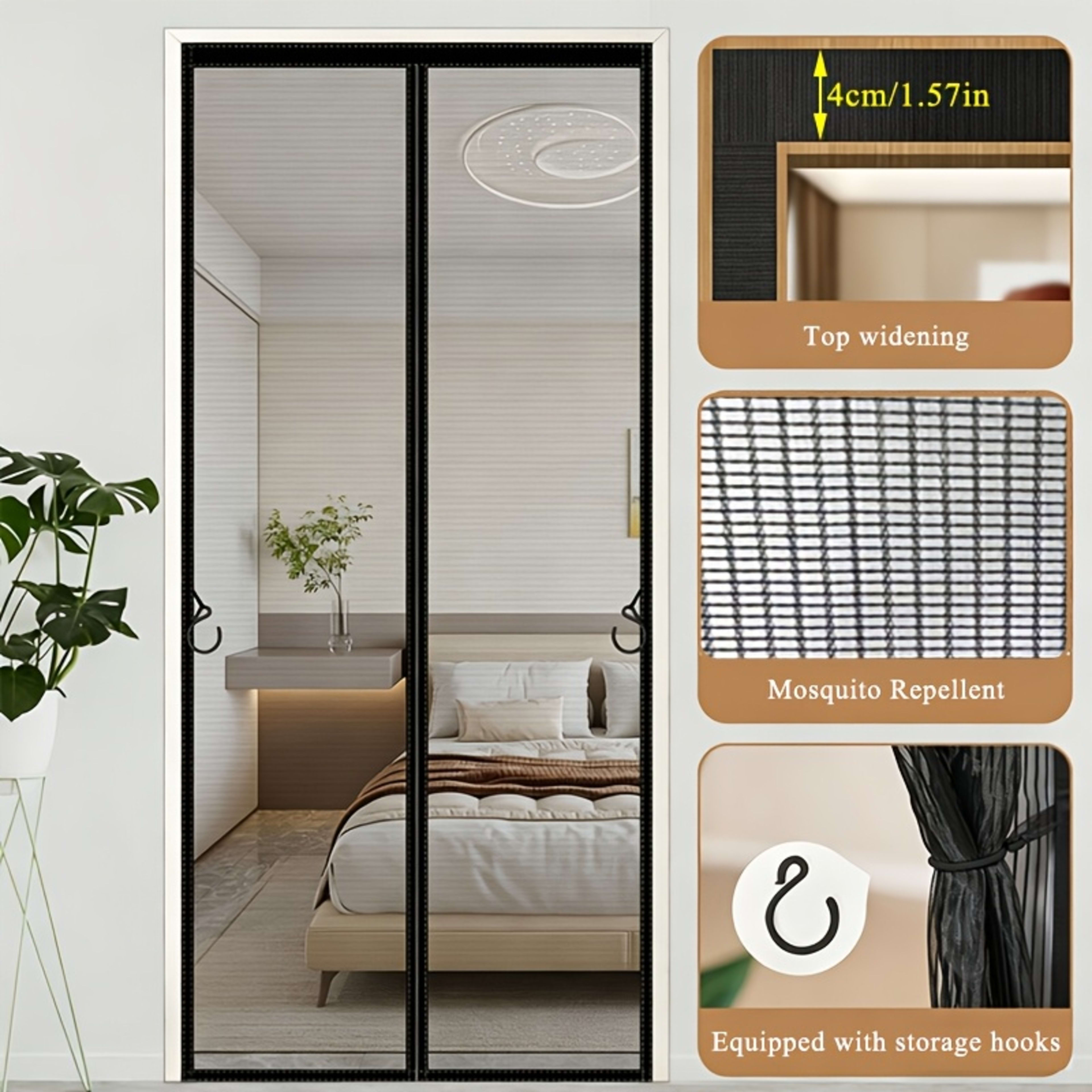 The Magnetic Screen Door Comes With Strong Adhesive Velcro, Easy To Install Without Tools. The Fine Mesh Keeps Out Mosqu 5