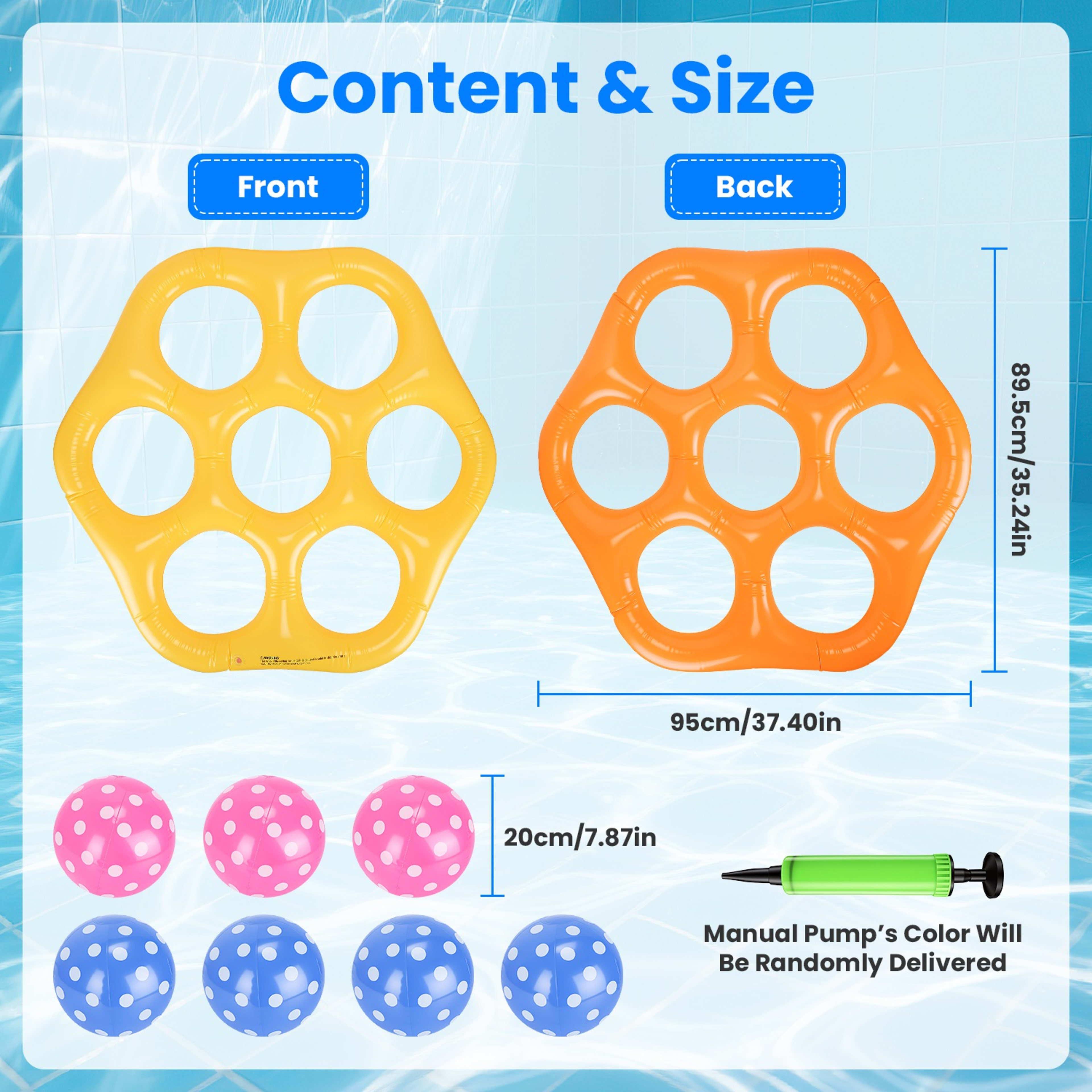 1Pc Inflatable Tic-Tac-Toe Pool Game Set With 7 Balls Summer Water Toy Portable Inflatable Game For Pool Beach