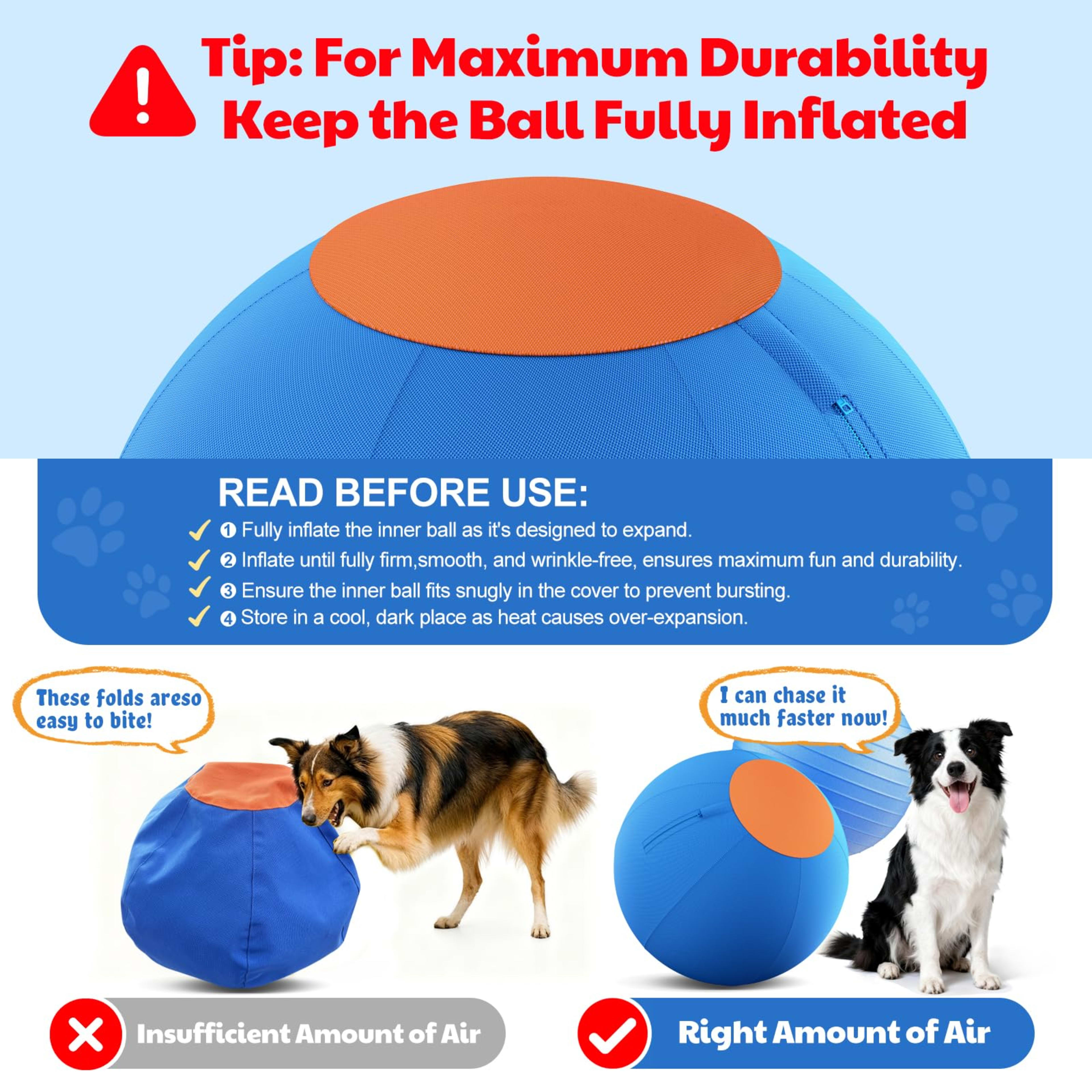 17.7'' Herding Ball For Dogs - Enhanced Chew Resistance & Heavy-Duty Material, Dog Toy Agility Equipment For Australian  5
