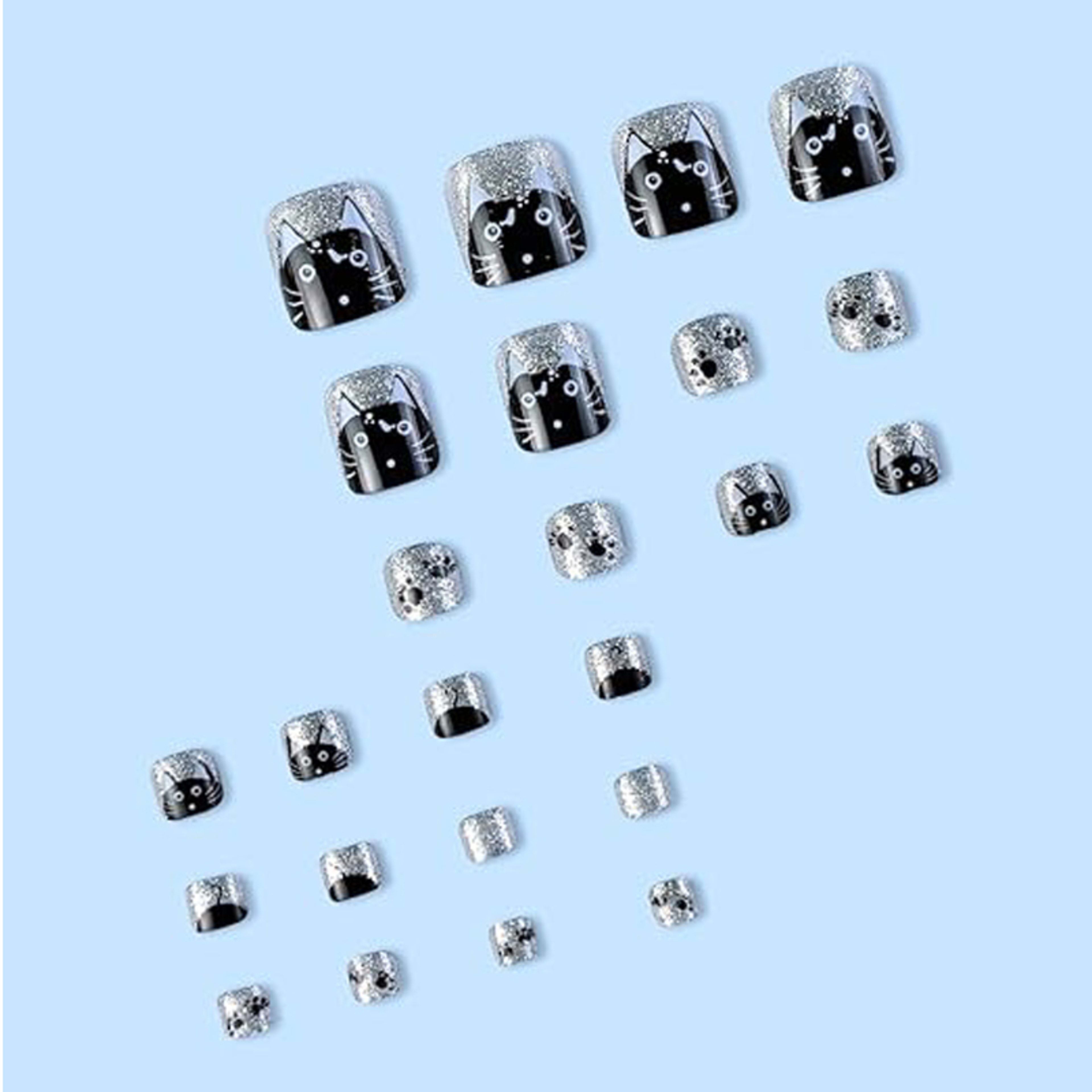 24PCS Press On Nails Fake ToeNails,Stick On Nails,Artificial Fake Toe Nail Set 3