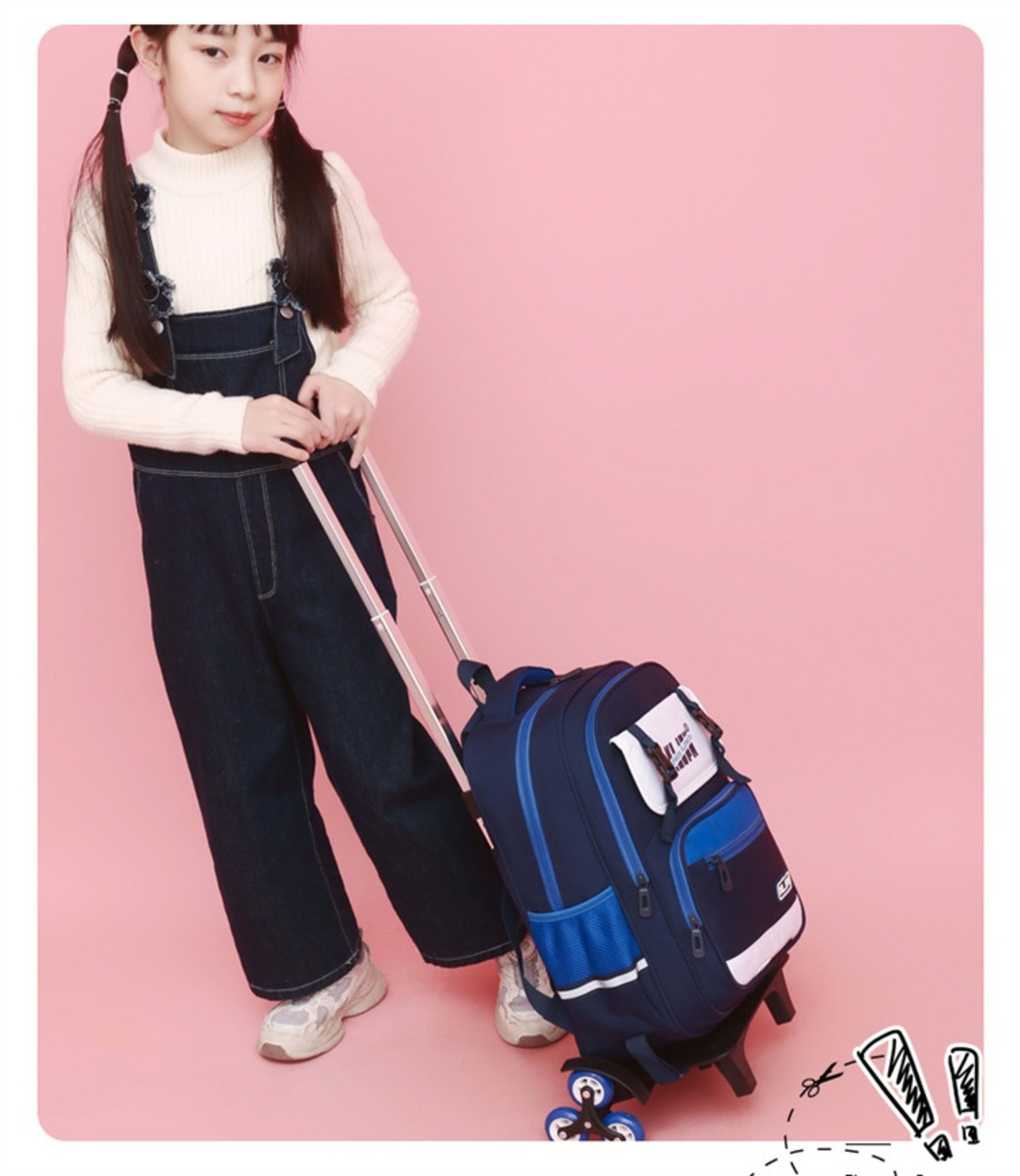 Children's Trolley Lightweight Shoulder Pad Wear-resistant Large Capacity Spine Protection Backpack Waterproof 50