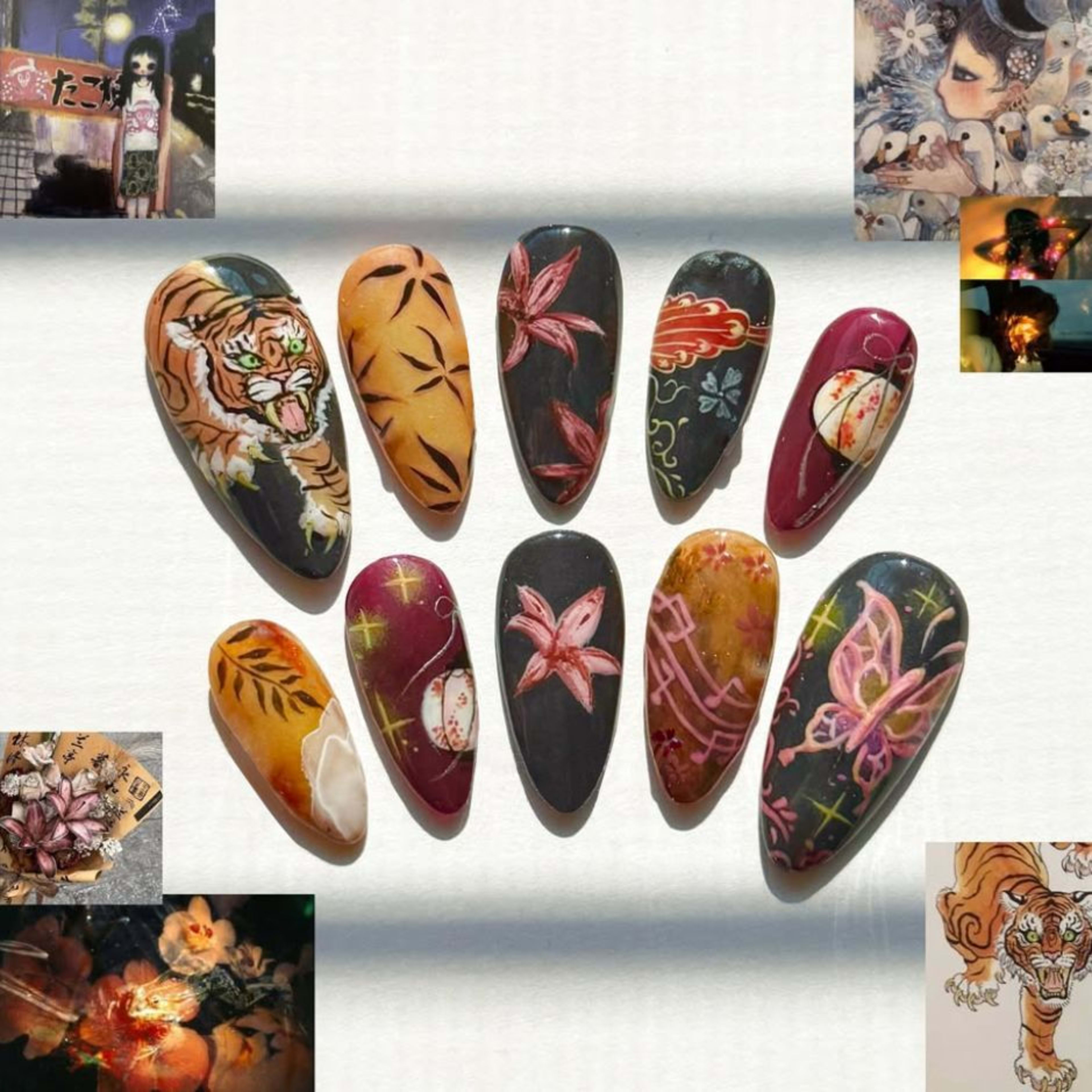 Retro Tiger Style Nail Tips 24 Pieces 2