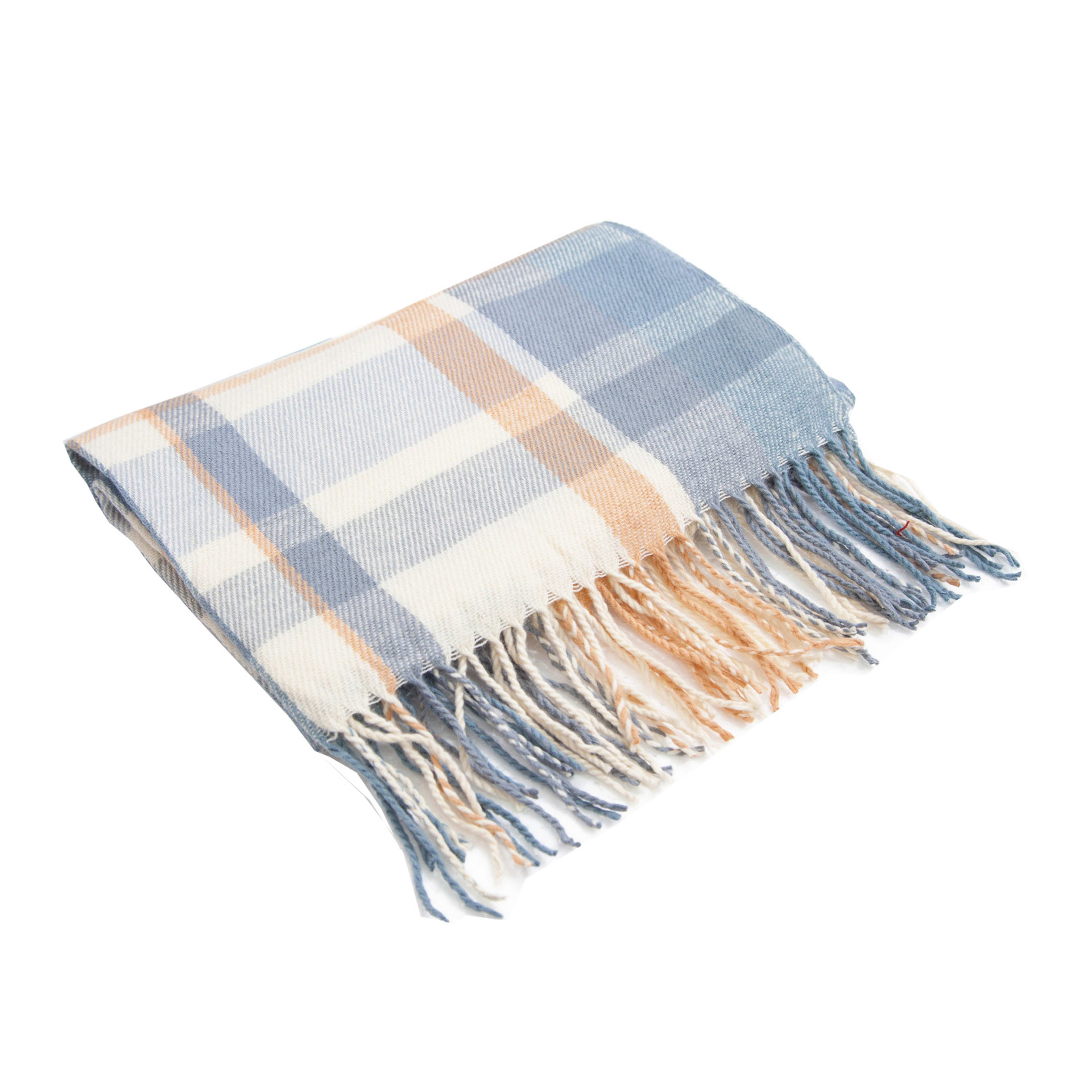 British-style Mens And Womens Couple Tassel Scarf With Large Plaid Pattern 34