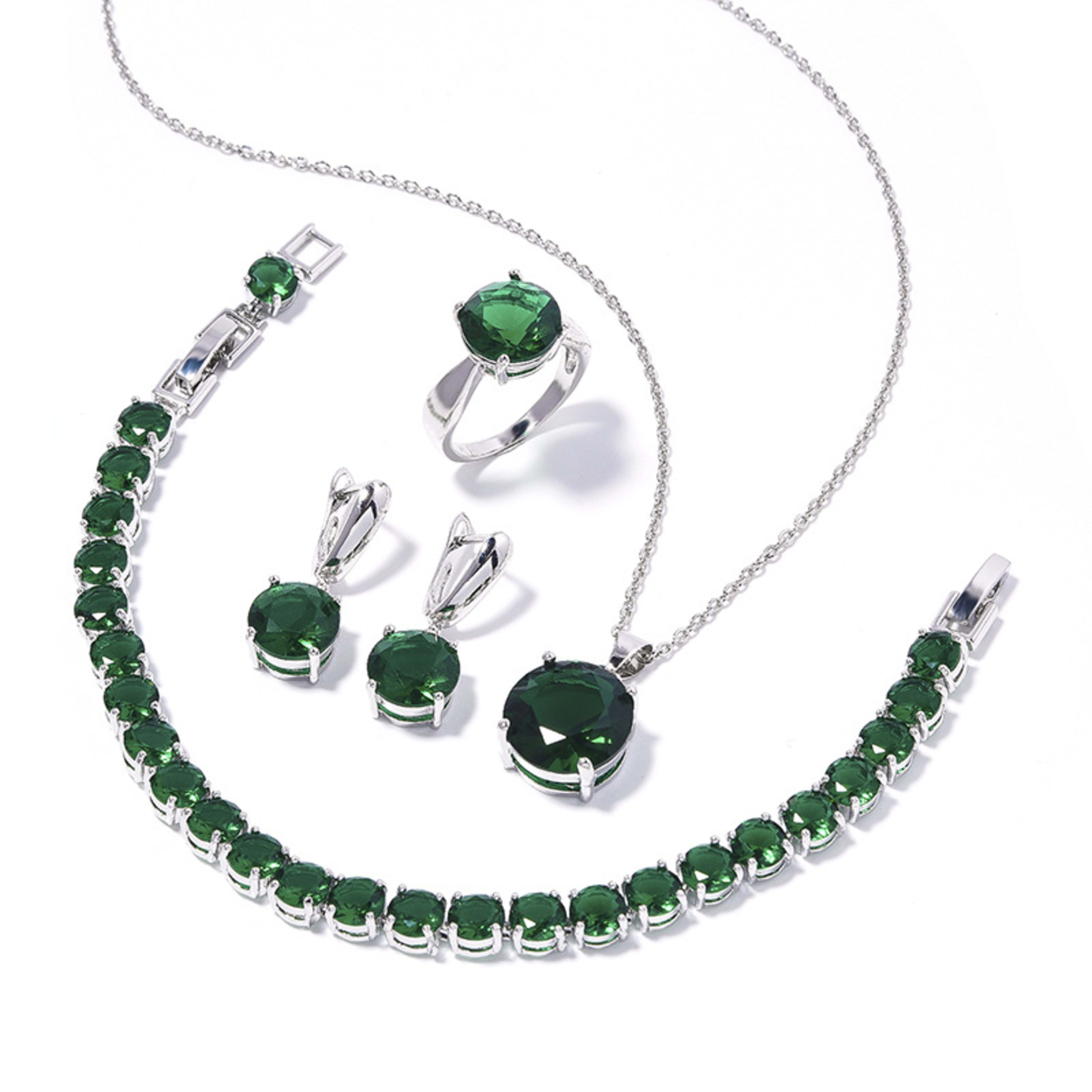 Geometric Round Earrings Ring Bracelet Necklace Ornament Suit 2