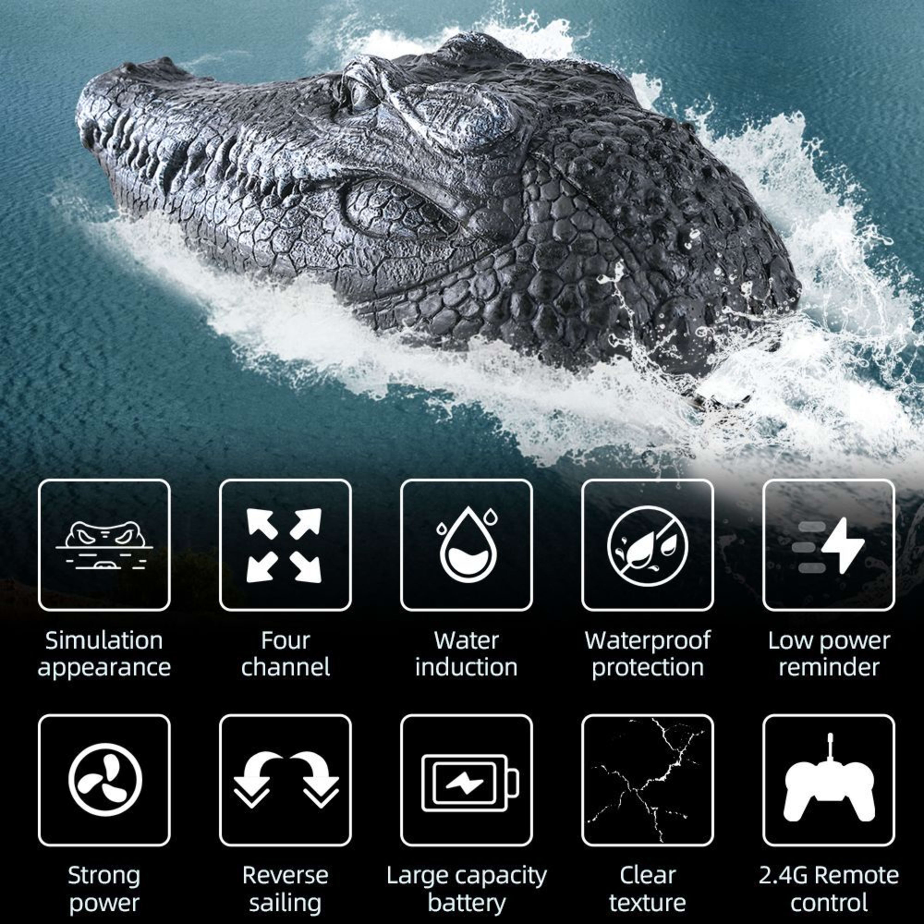 Simulated Crocodile Head Remote-control Ship Children's Water Ship Model Toys Boy Spoof 8