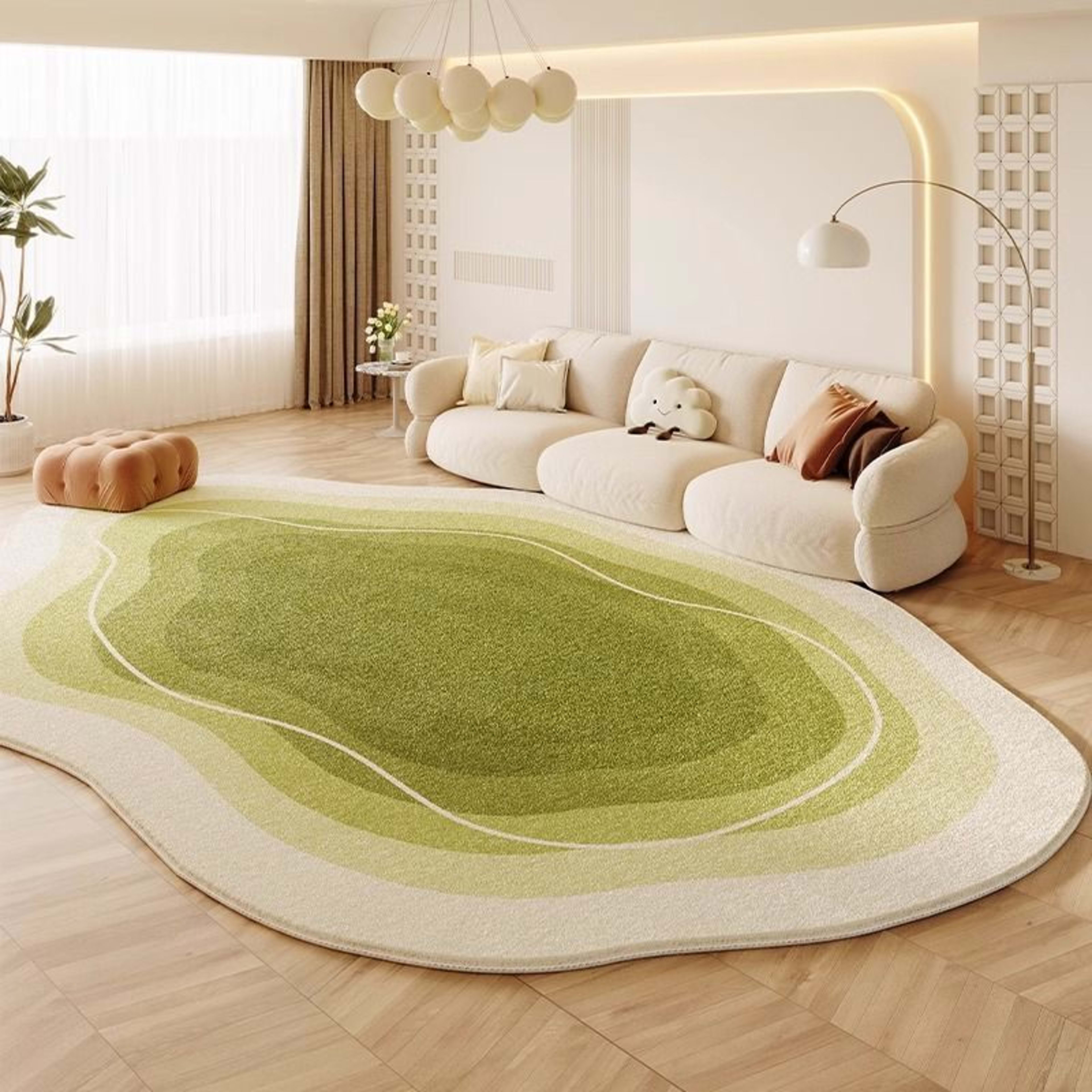 Cream Colored Stain-resistant And Easy To Maintain Cashmere Look Rug 9
