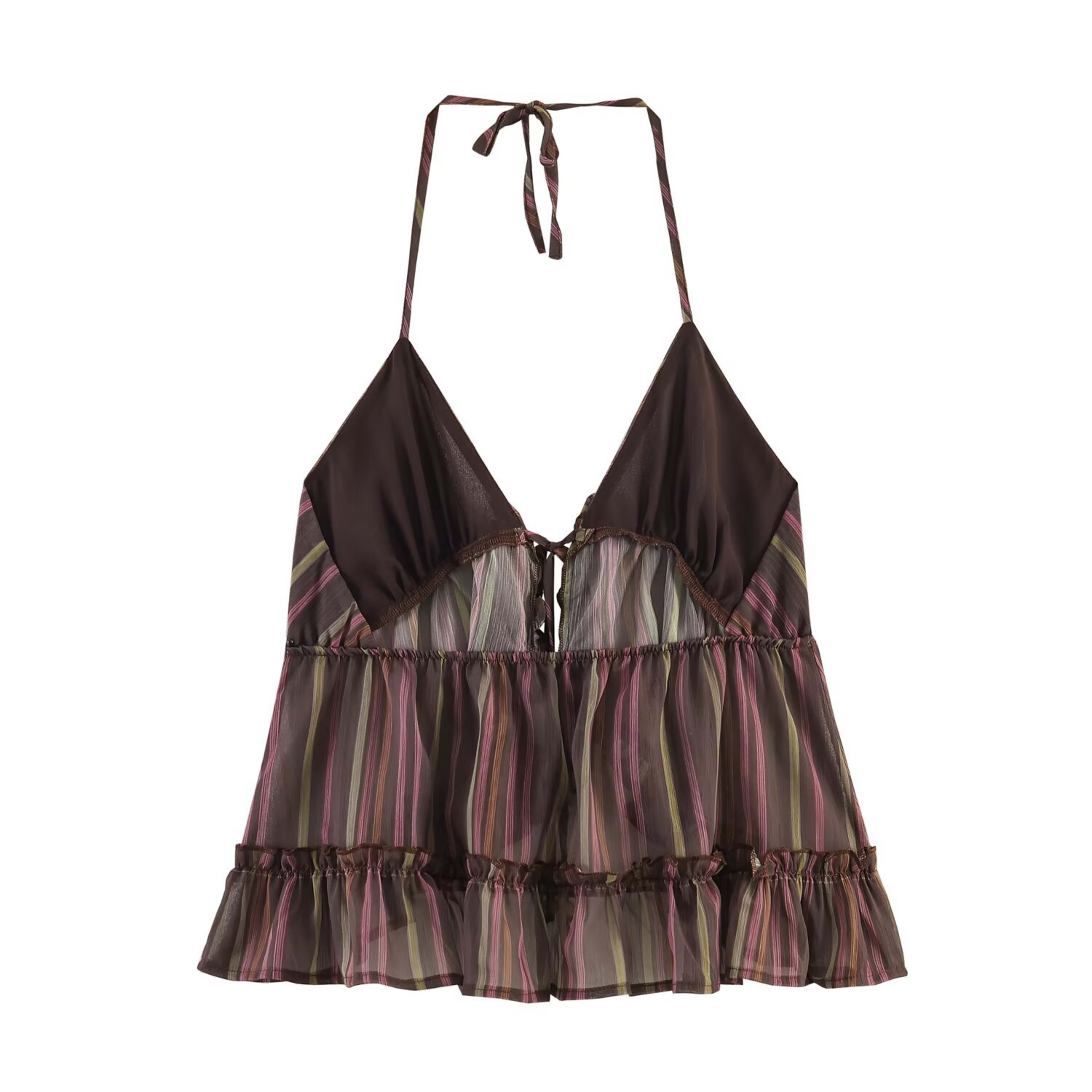 Retro Metallic Stripe Camisole - Sleeveless Lightweight Cotton Blend Tank Top for Women 3