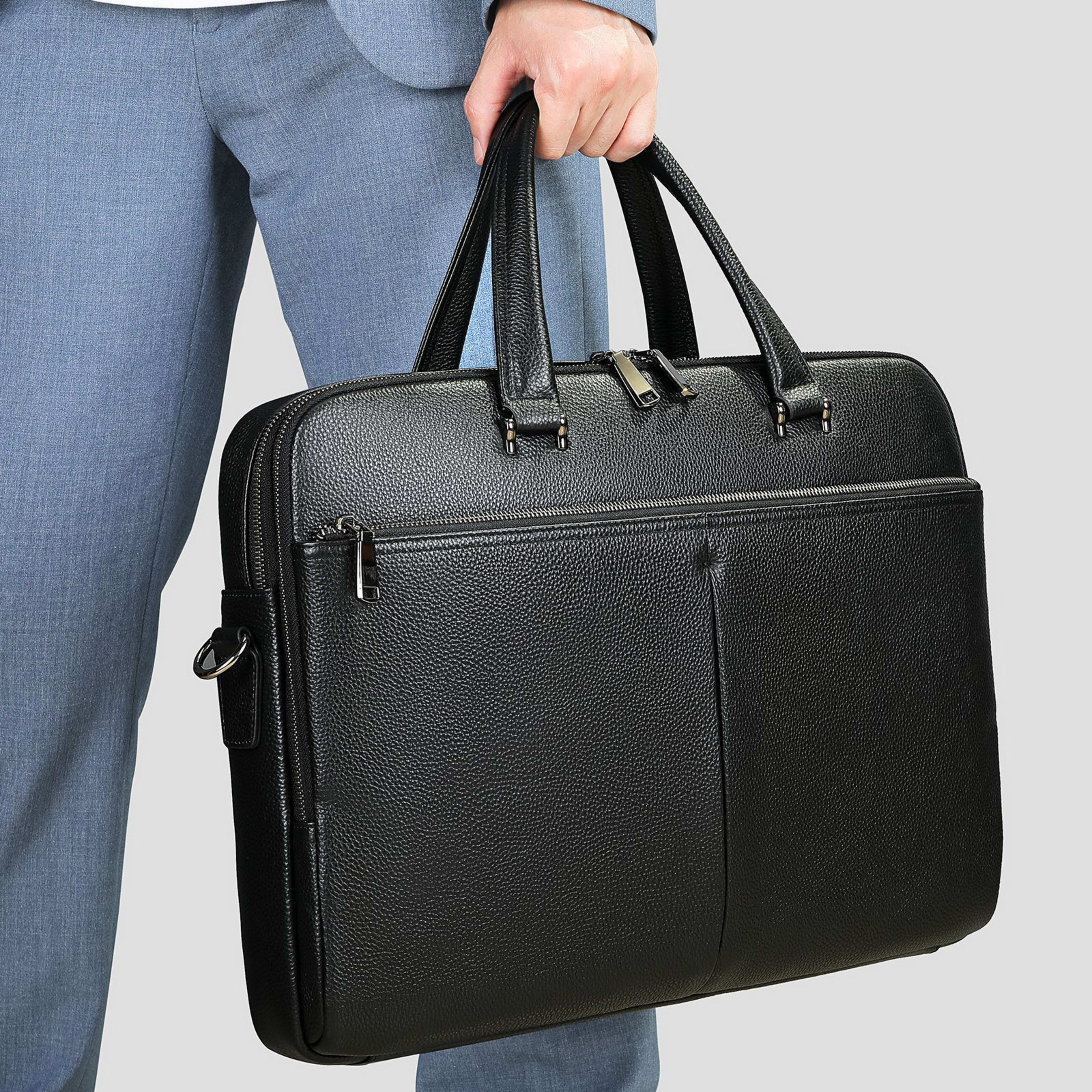Men's Handbag Horizontal Briefcase Large Capacity First Layer Cowhide 17-inch Computer Bag 3