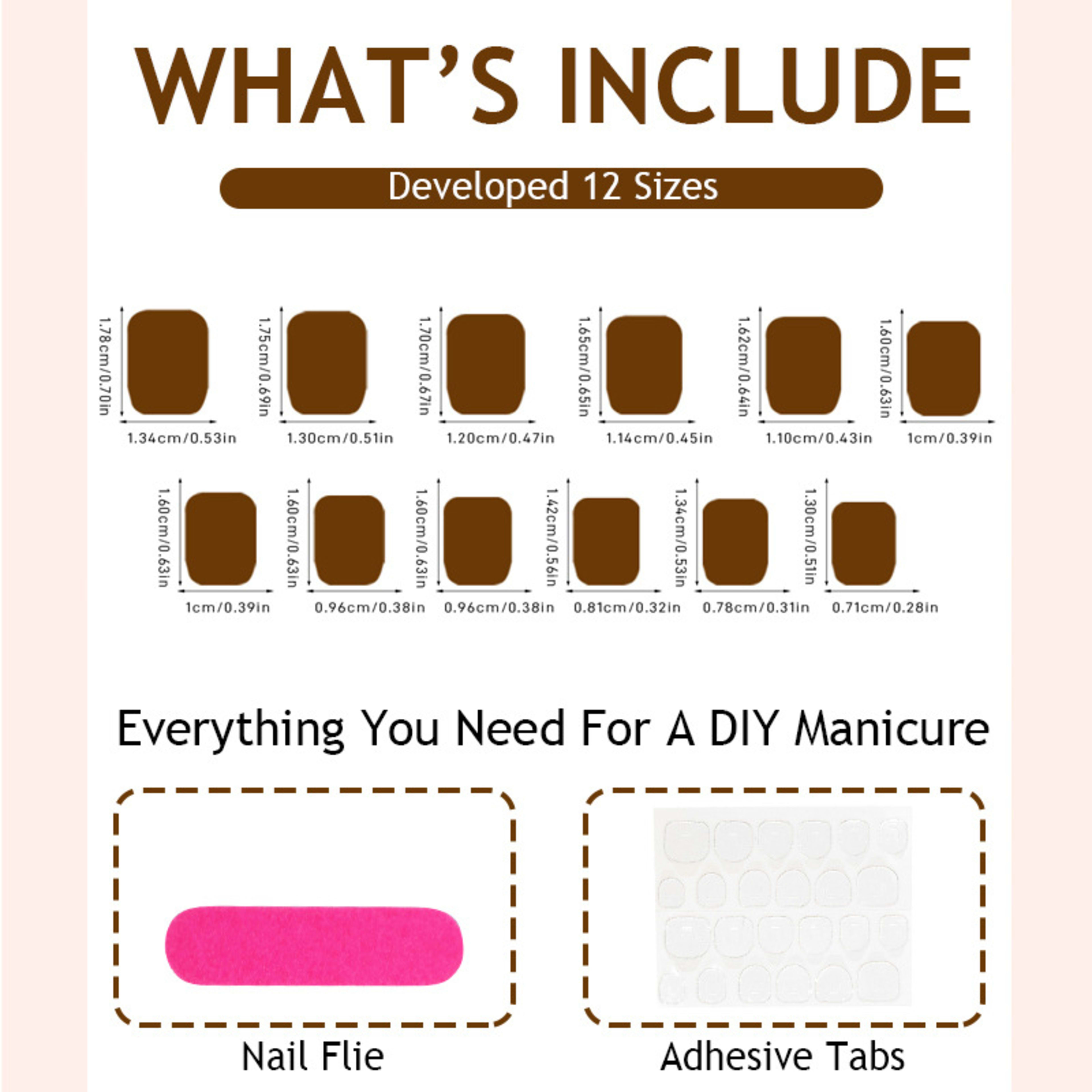 Dark Brown Handmade Wearable Nails Short Style Nail Tips 6
