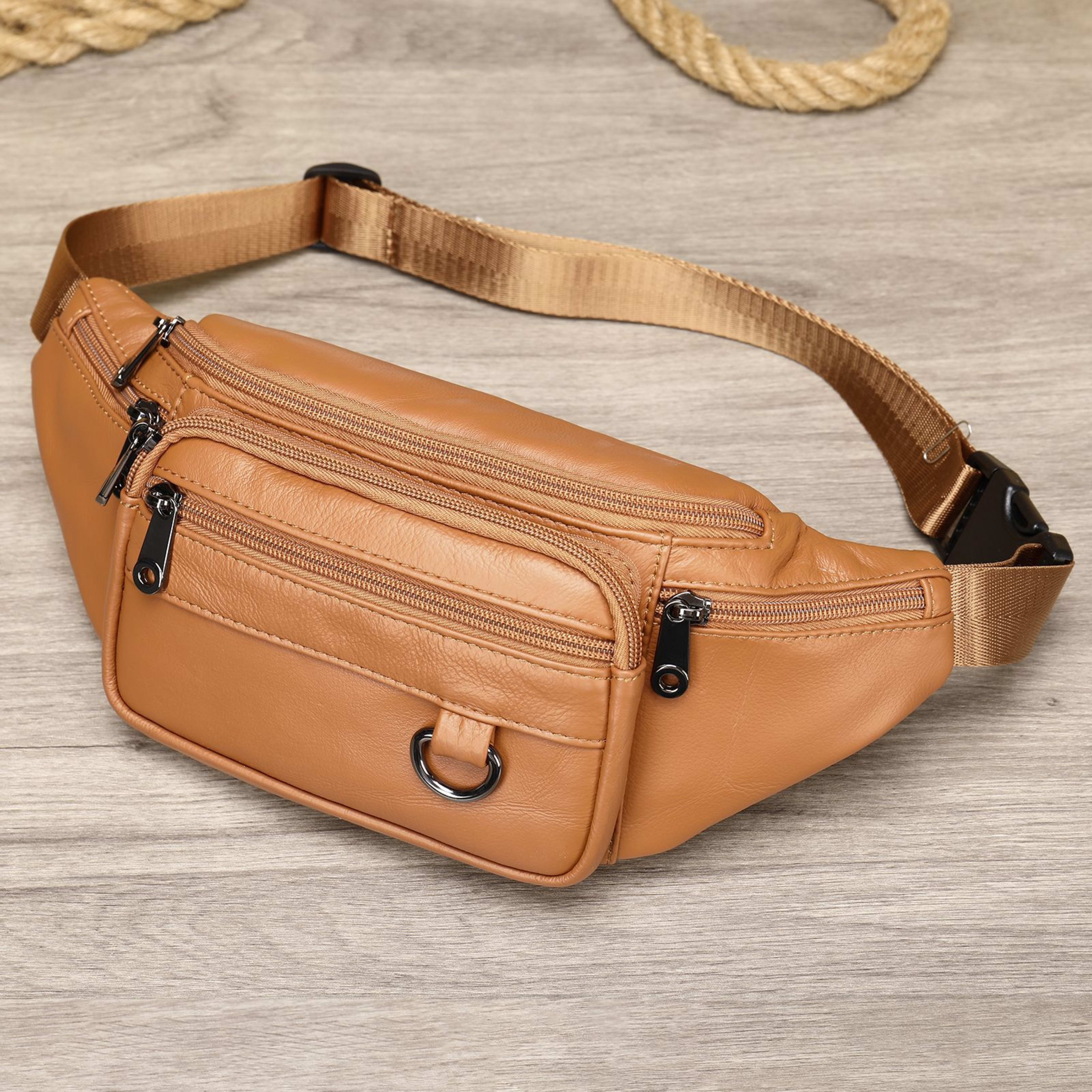 High-end Full-grain Leather Chest Bag 10