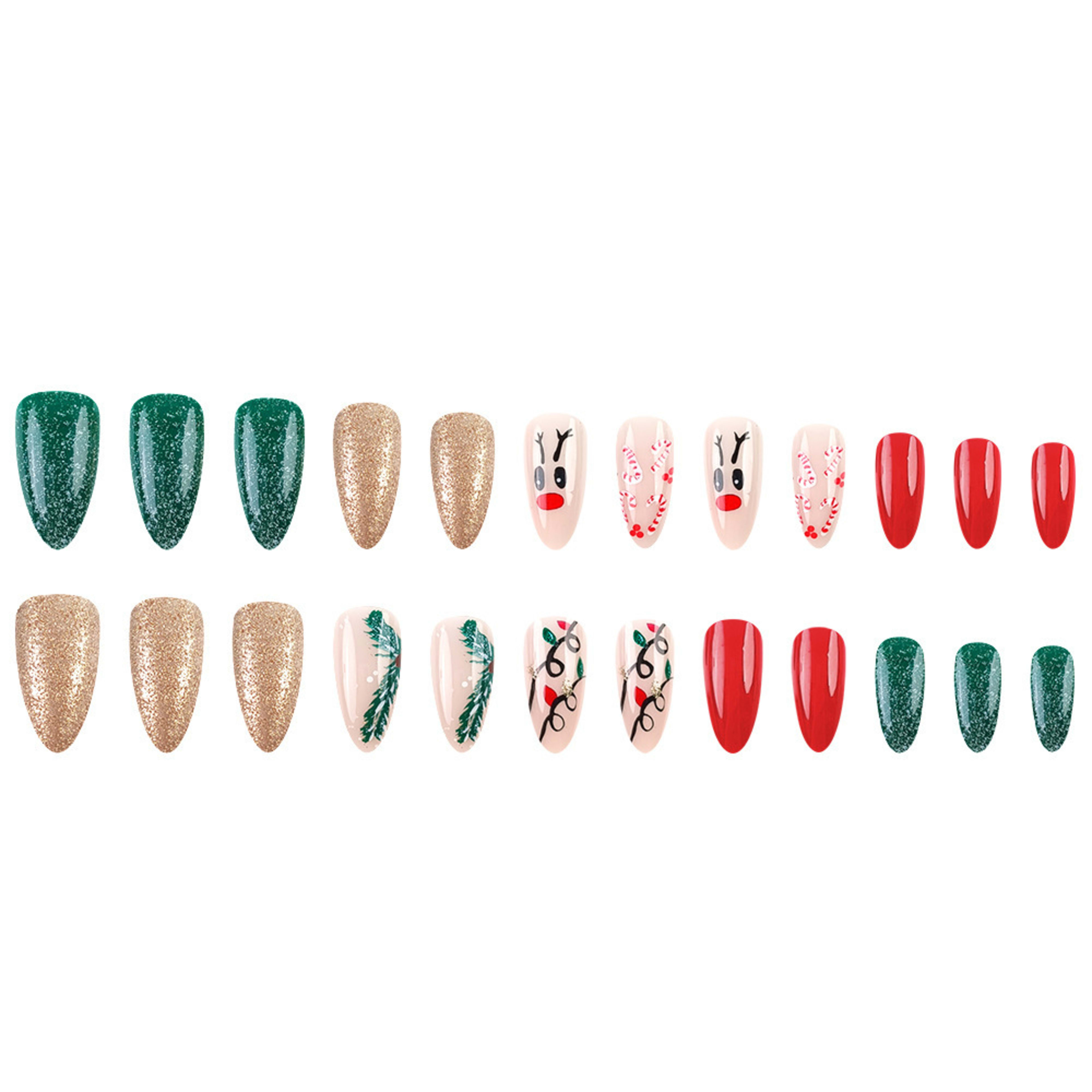 Christmas Wearable Candy Cane Elk Drop Shape Nail Sticker 1