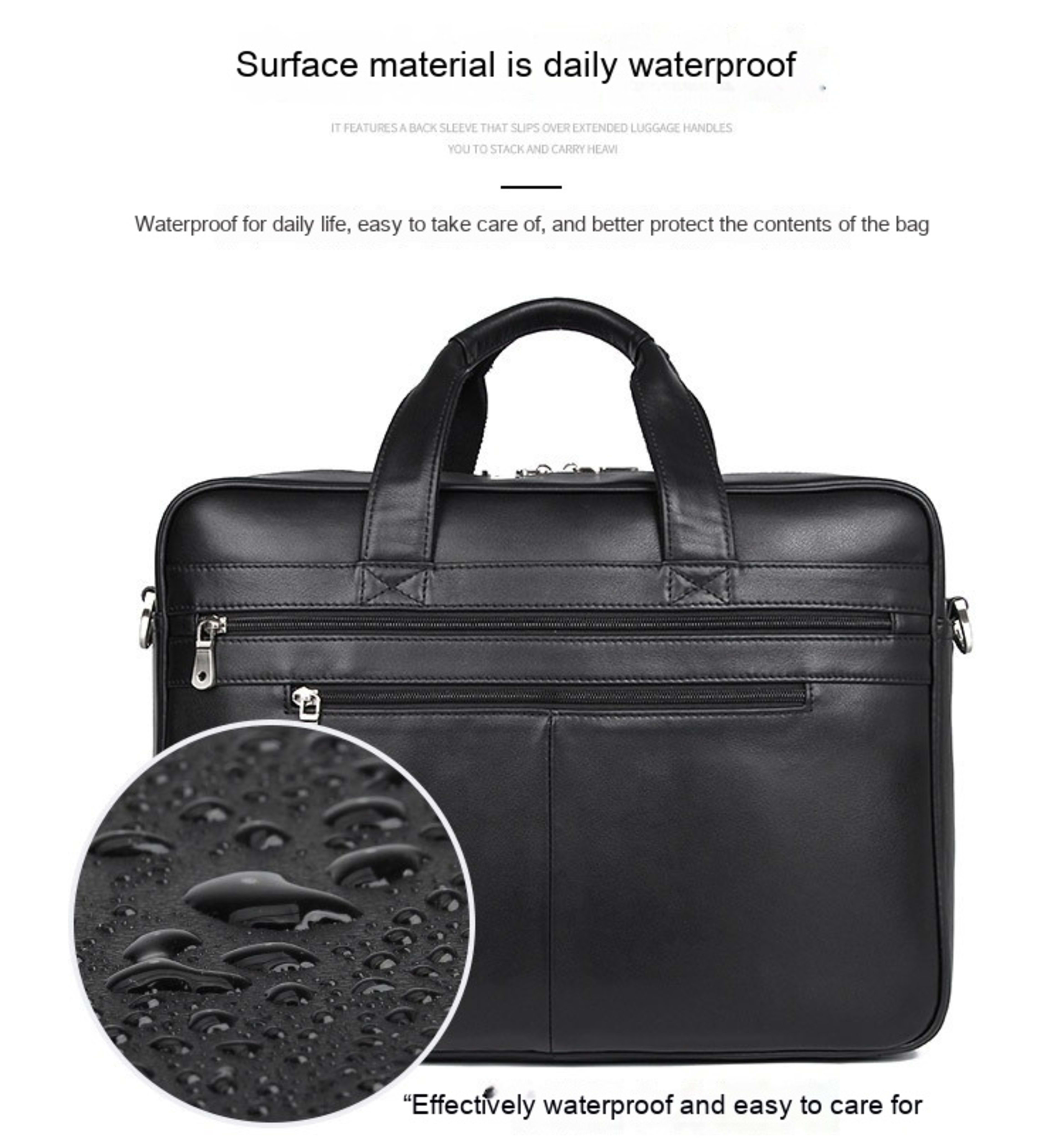 Leather Handbag Briefcase Napa Leather Comfortable Texture Men's Real-leather Bag 3