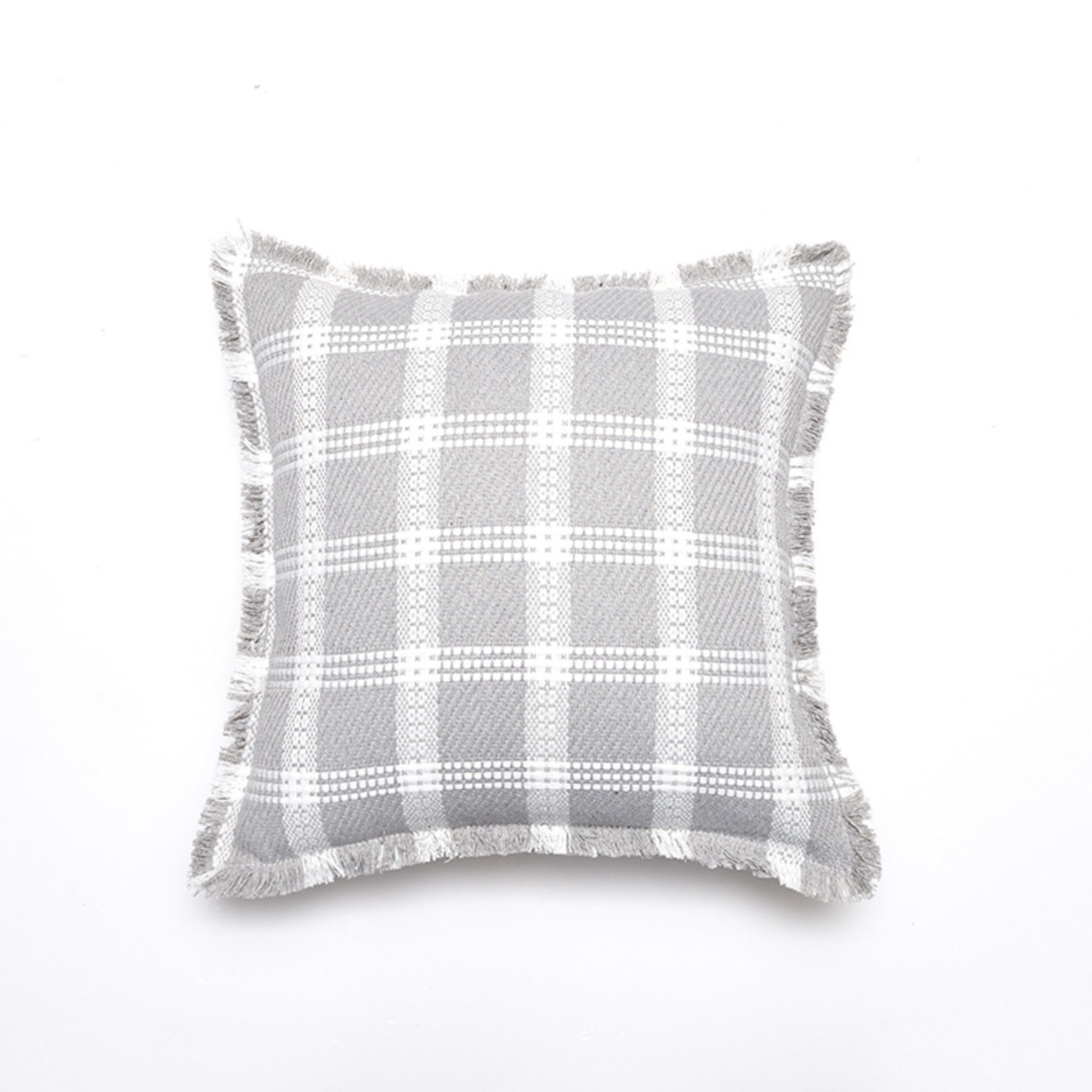 New Chanel-style Polyester-cotton Plaid Throw Pillow Cover With Tassel Trim 8