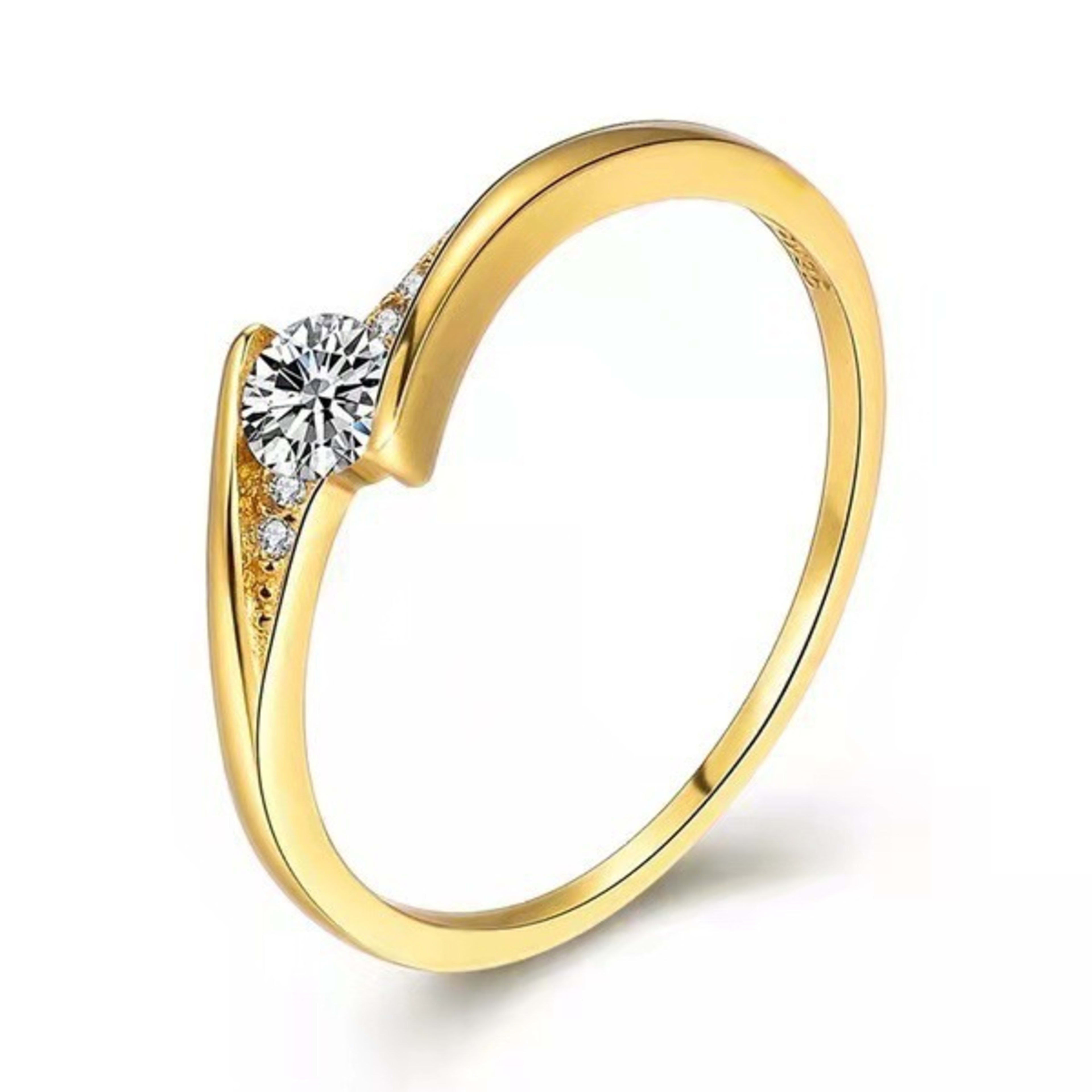 Mens Gold Alloy Round Engagement Ring 6