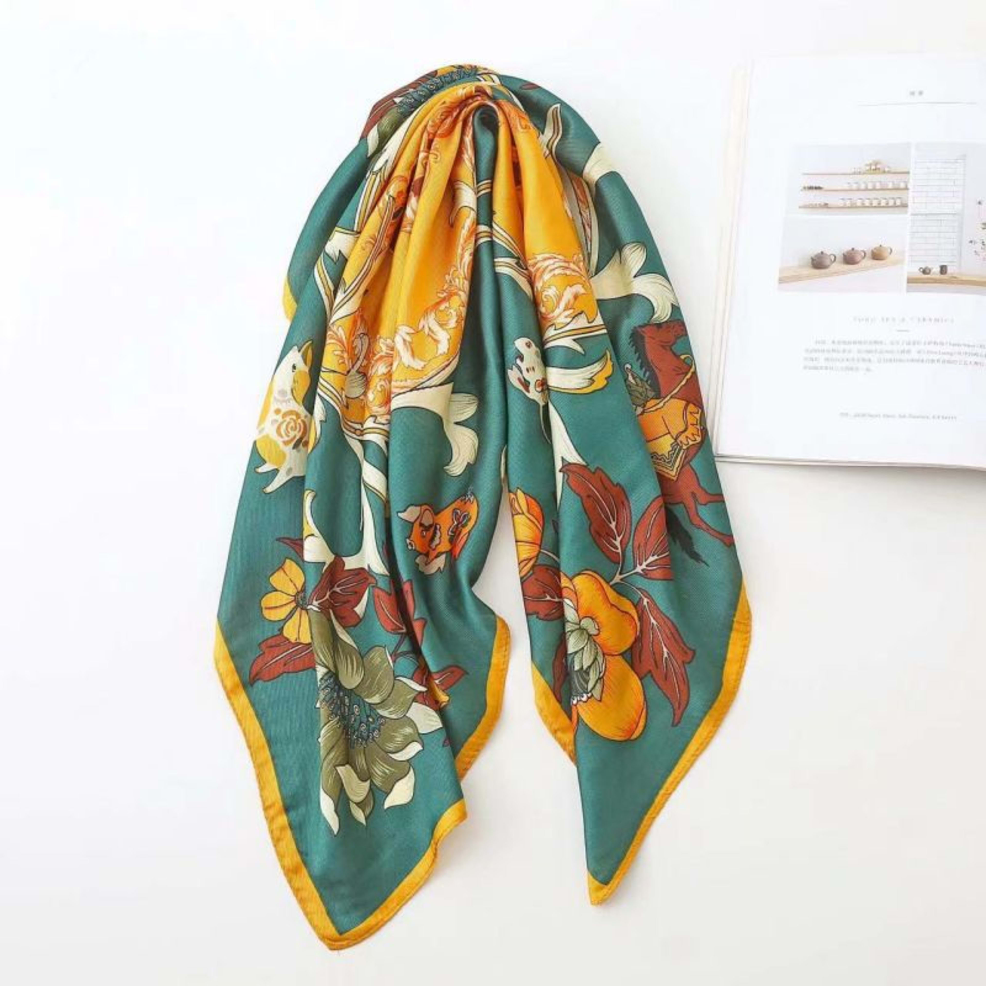 New High-end Twill Silk-look Square Scarf 58