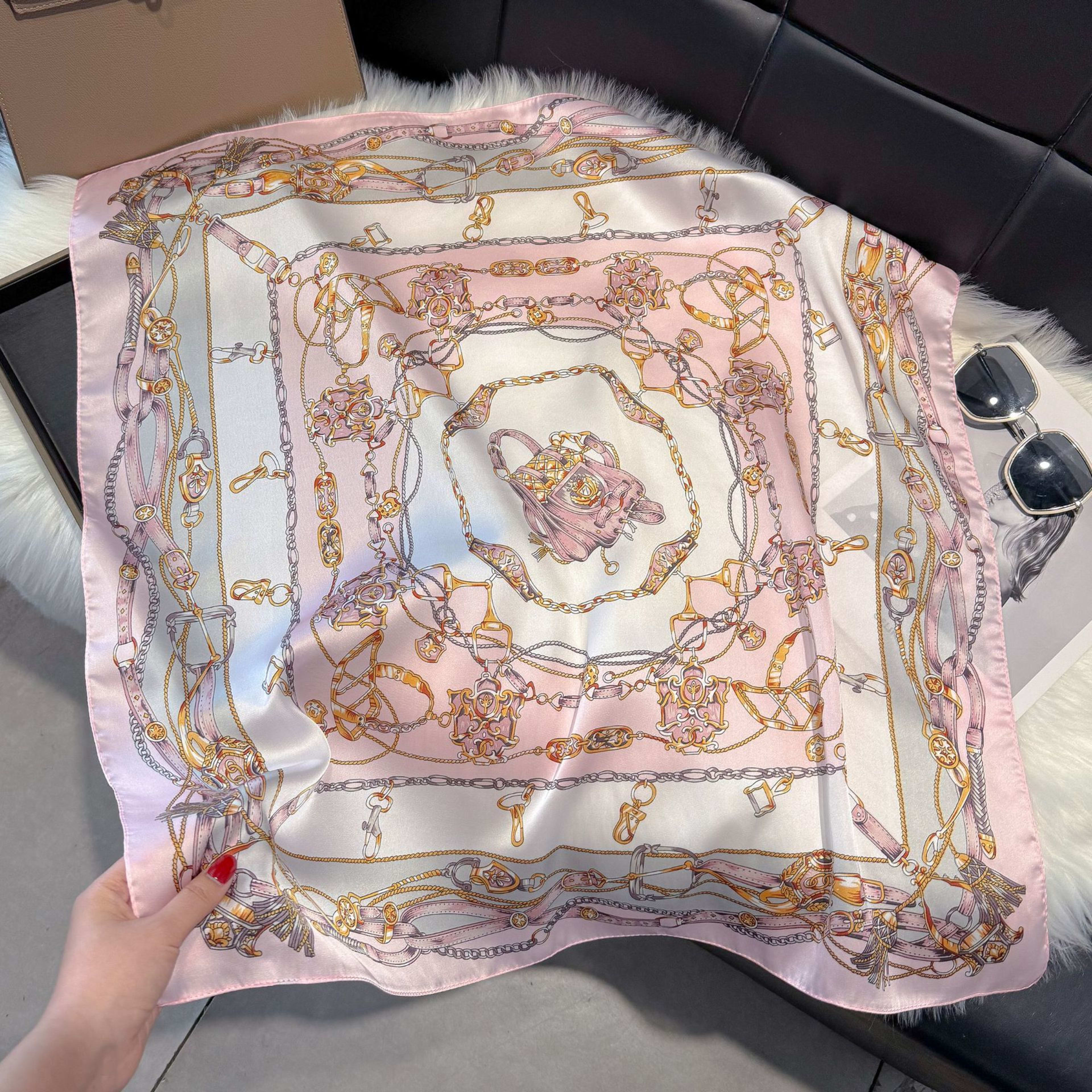 European And American-style ScarfSquare Kerchief Imitation Silk Vintage Cashew Pattern 8