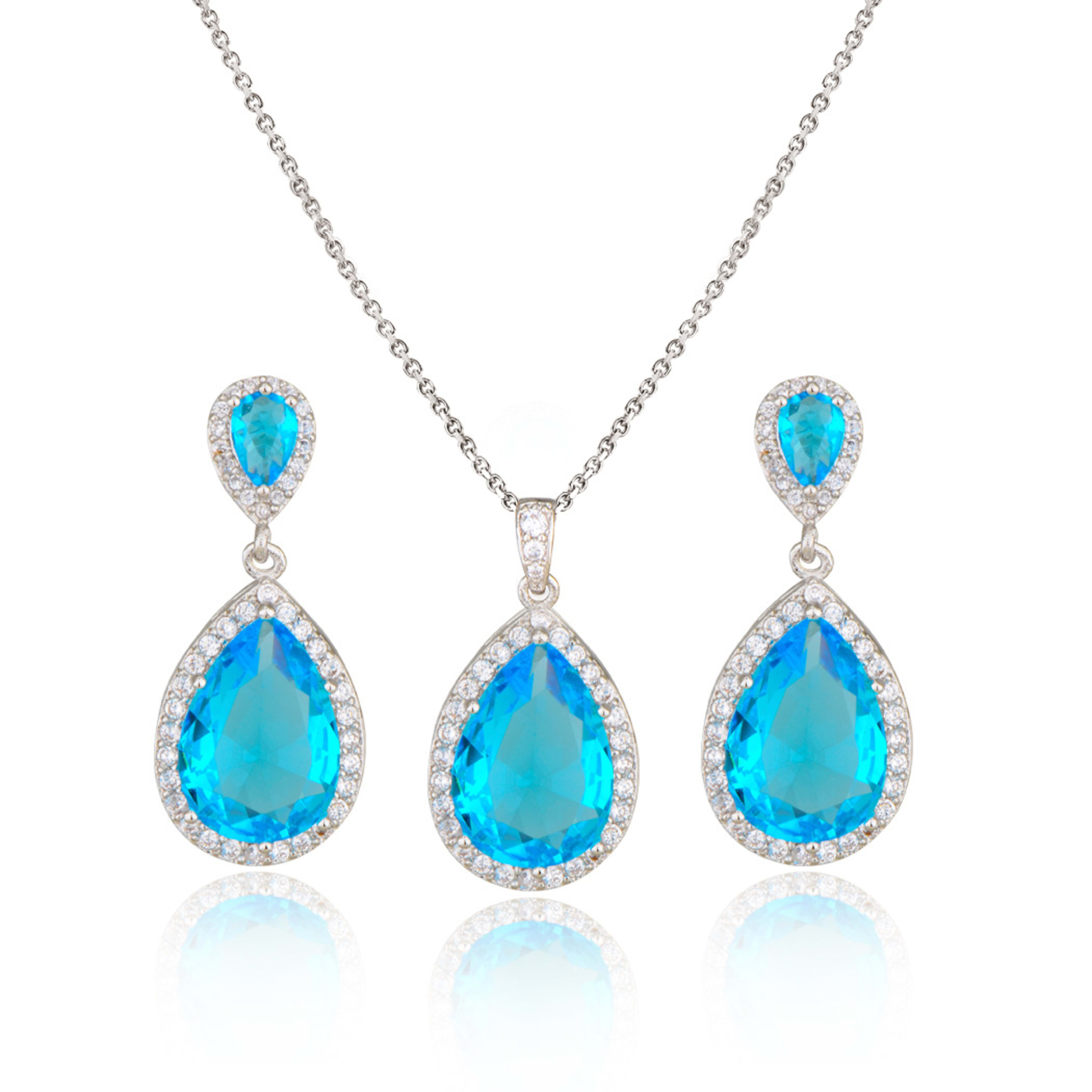Bright Big Zircon Water Drops Necklace Eardrops Suit Bride Wedding Jewelry Simple Graceful 24
