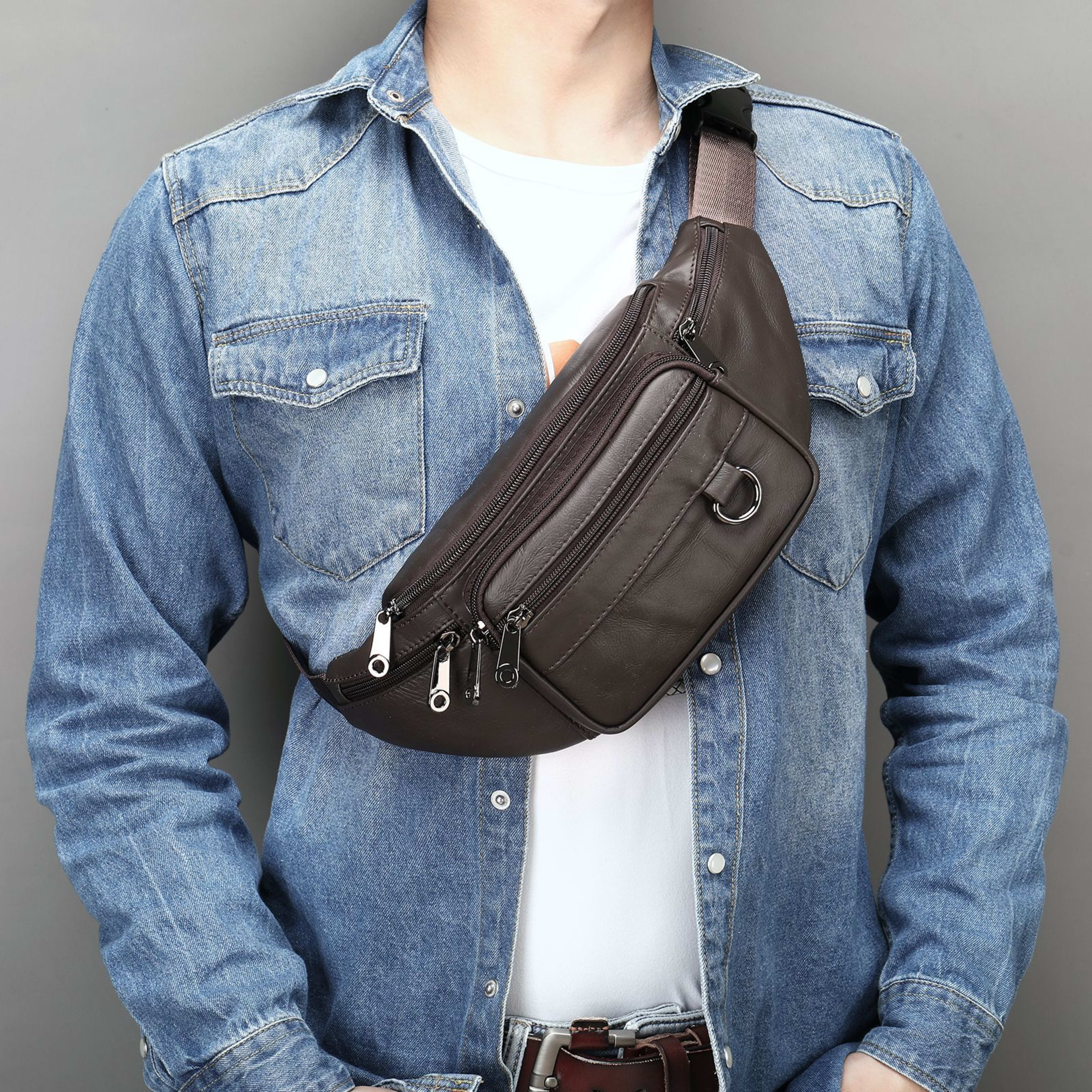 High-end Full-grain Leather Chest Bag 9