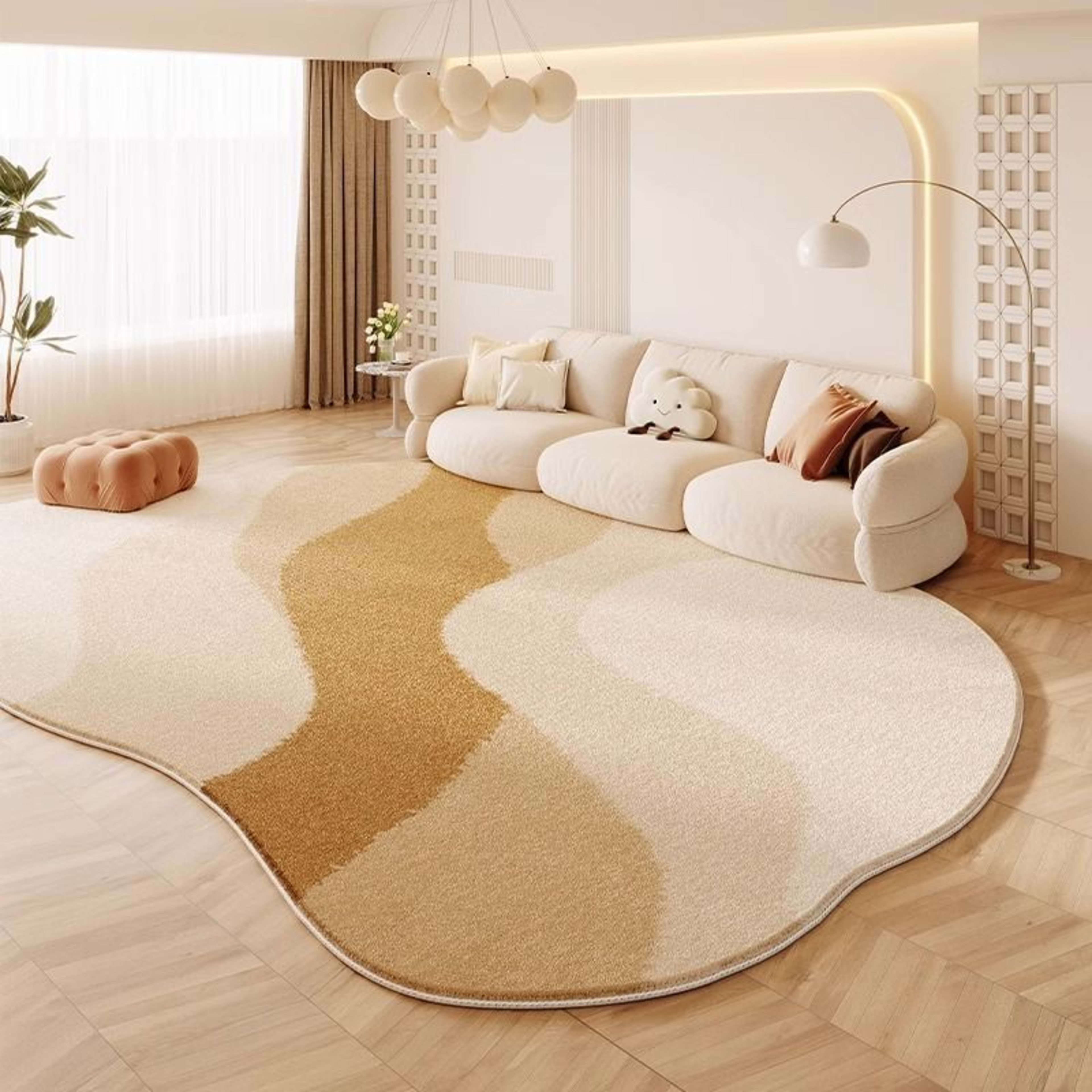 Cream Colored Stain-resistant And Easy To Maintain Cashmere Look Rug 24